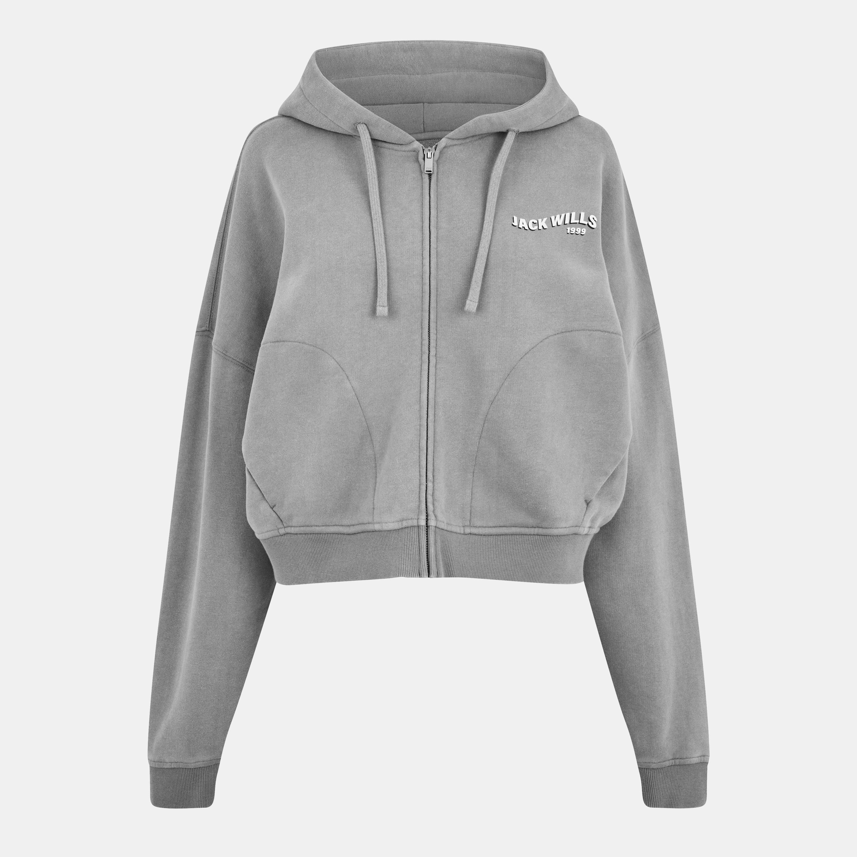 Grey Washed - Jack Wills - Women's JW Washed Zip Hoodie - 1