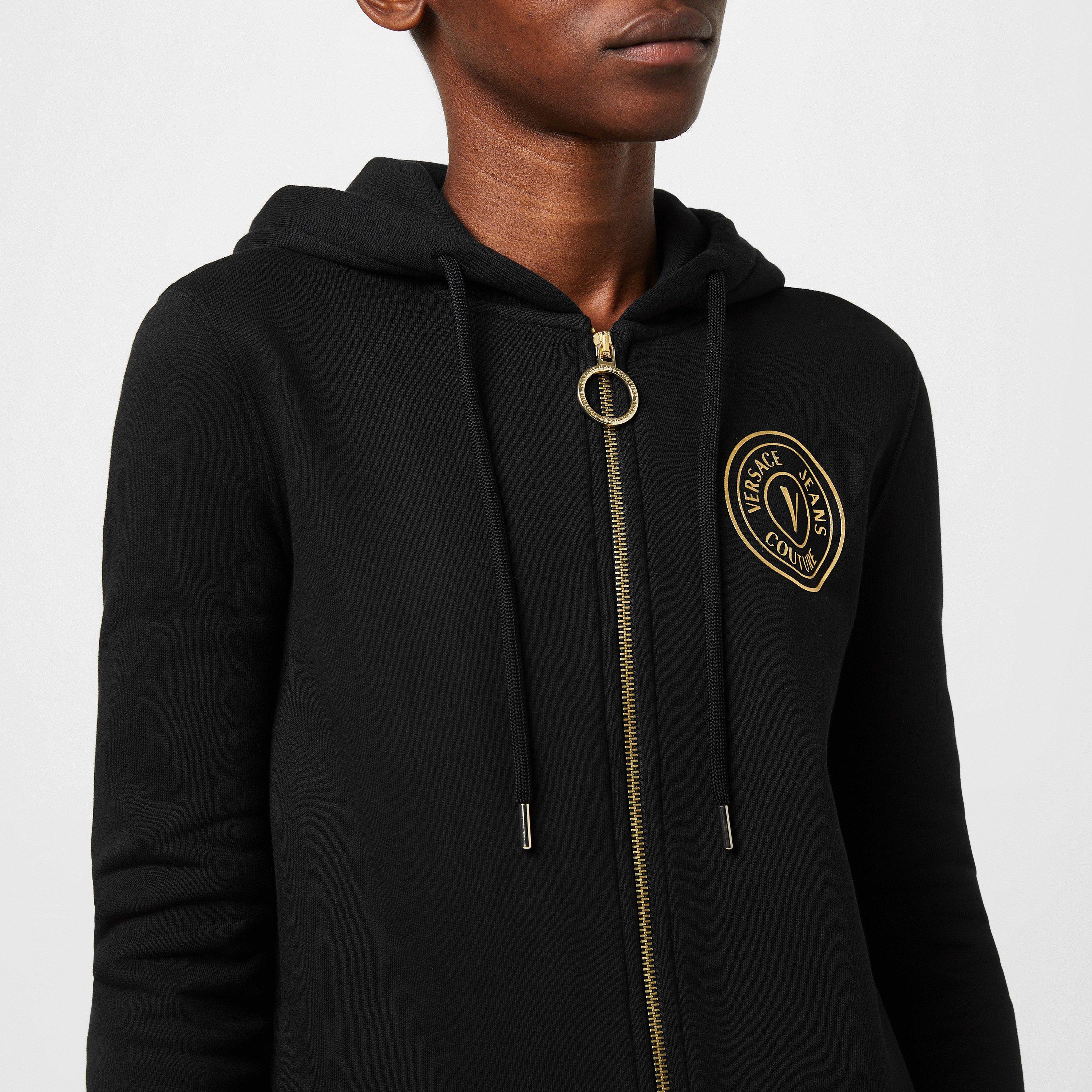 Black/Gold G89 - Versace Jeans Couture - Round Logo Zip Hoodie - 3