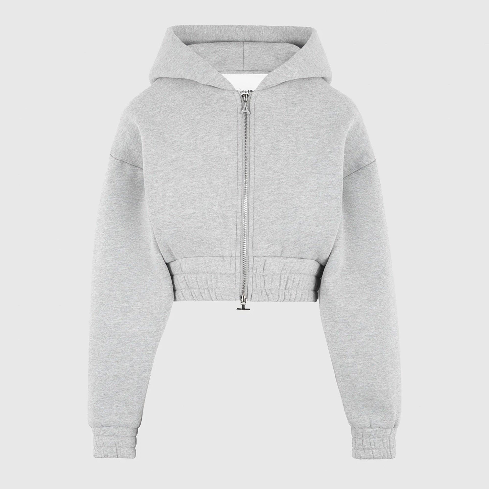 Grey - Maniere De Voir - Womens Joasiane Relaxed Zip Through Hoodie - 1