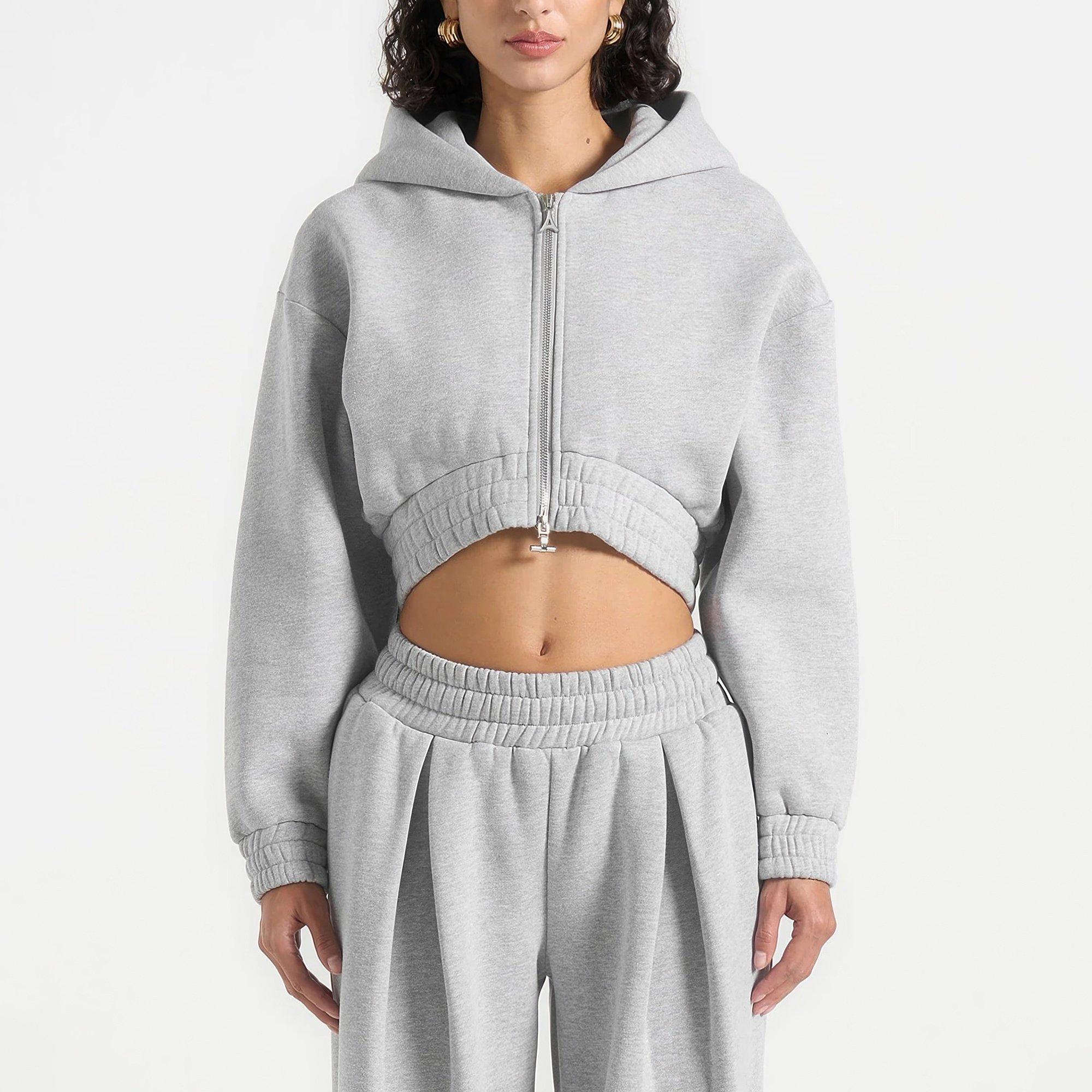 Grey - Maniere De Voir - Womens Joasiane Relaxed Zip Through Hoodie - 2