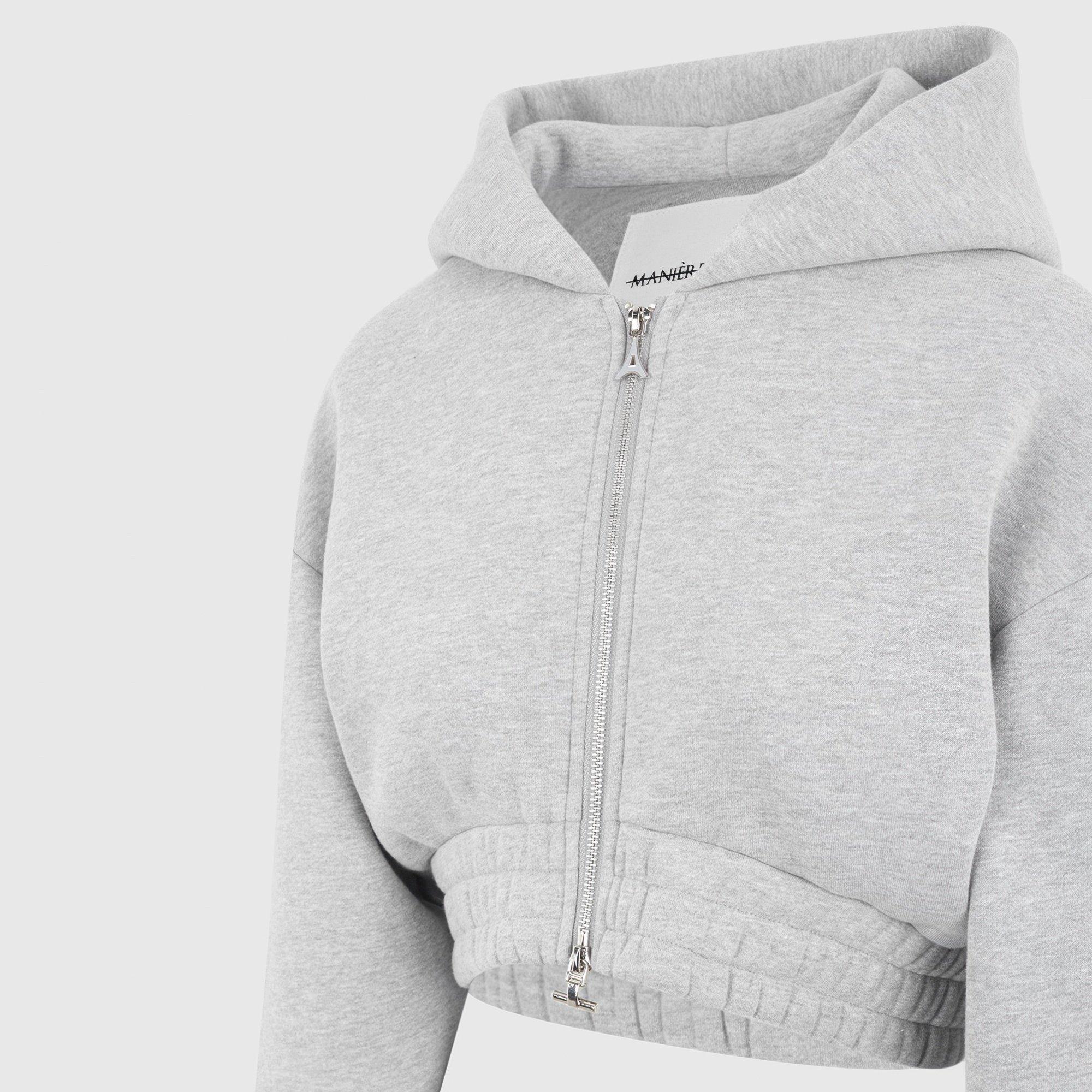 Grey - Maniere De Voir - Womens Joasiane Relaxed Zip Through Hoodie - 4