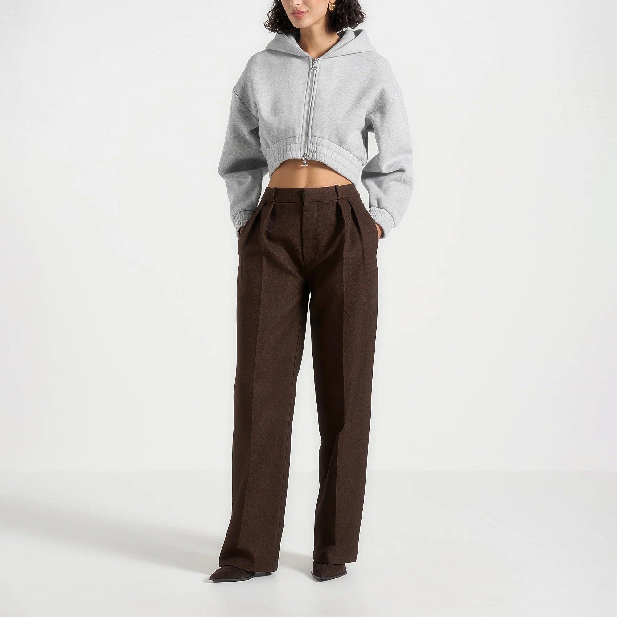 Grey - Maniere De Voir - Womens Joasiane Relaxed Zip Through Hoodie - 5