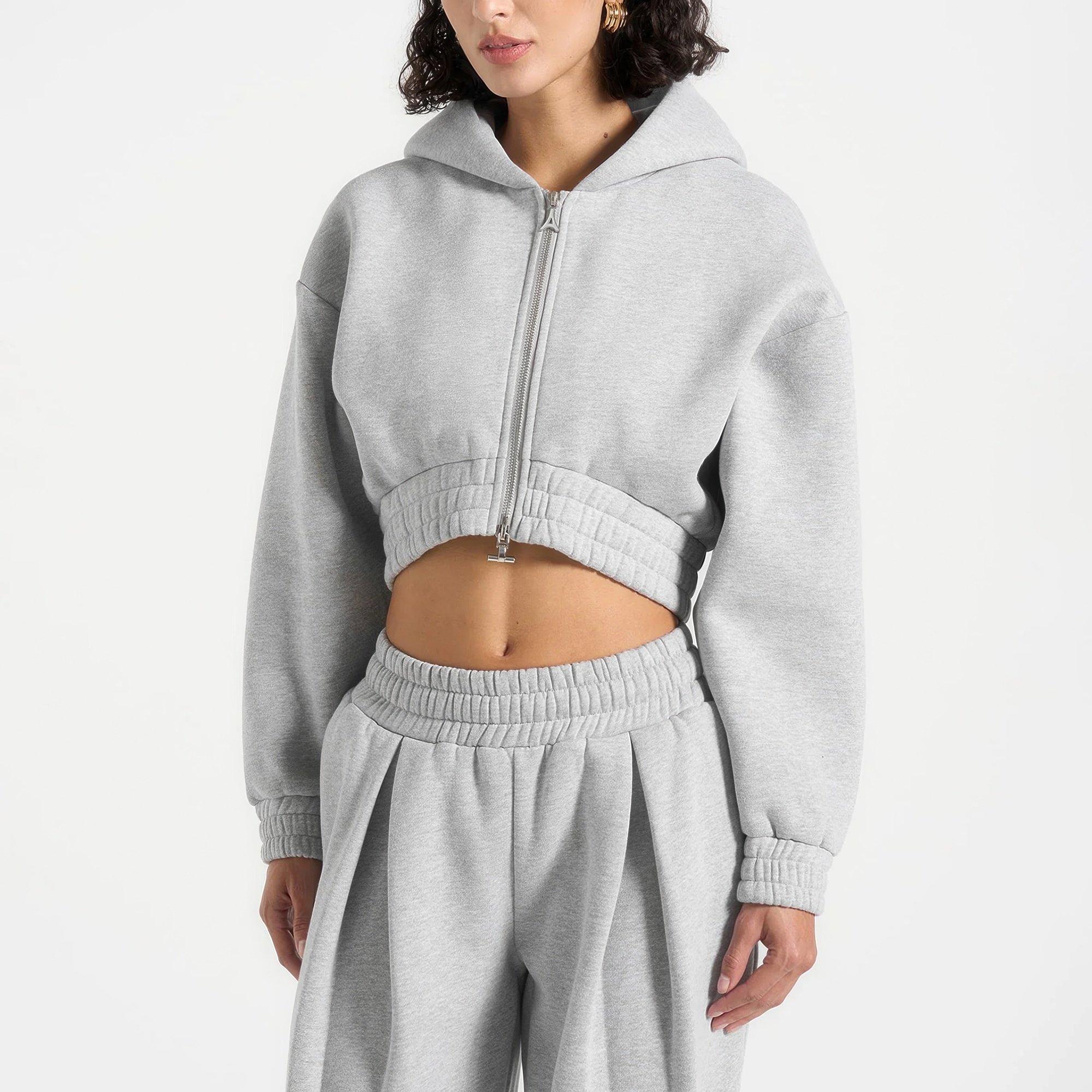 Grey - Maniere De Voir - Womens Joasiane Relaxed Zip Through Hoodie - 6