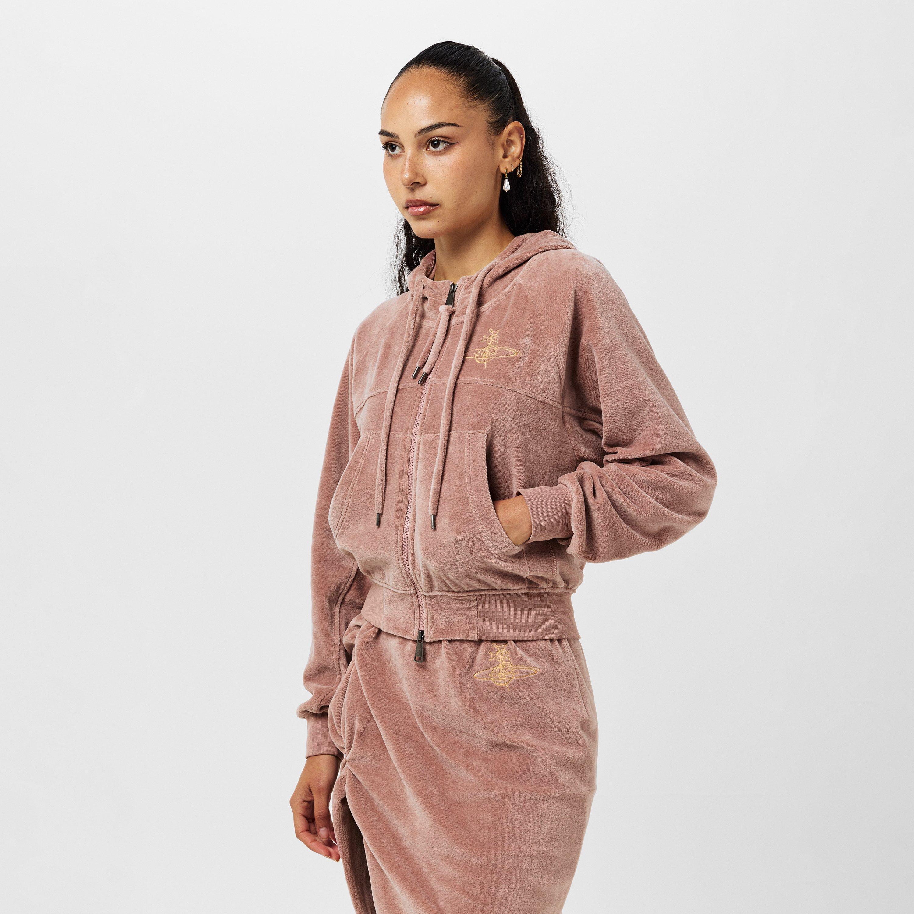 Dusty Pink - Vivienne Westwood - Women's Viv Velour Zip Hoodie - 3