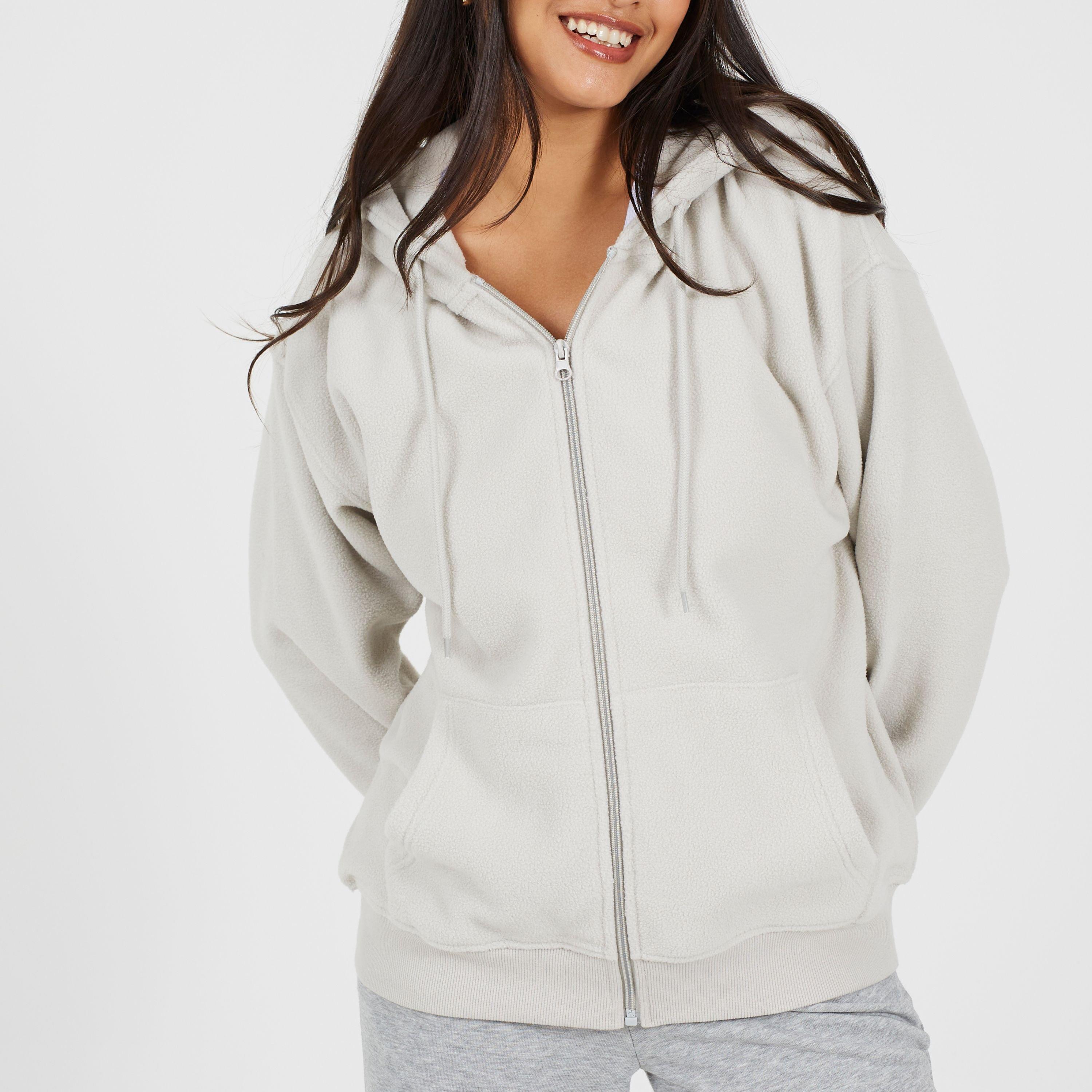 Cloud Grey - Brave Soul - BS Womens Hooded Zip Though Polar Fleece Sweatshirt - 1