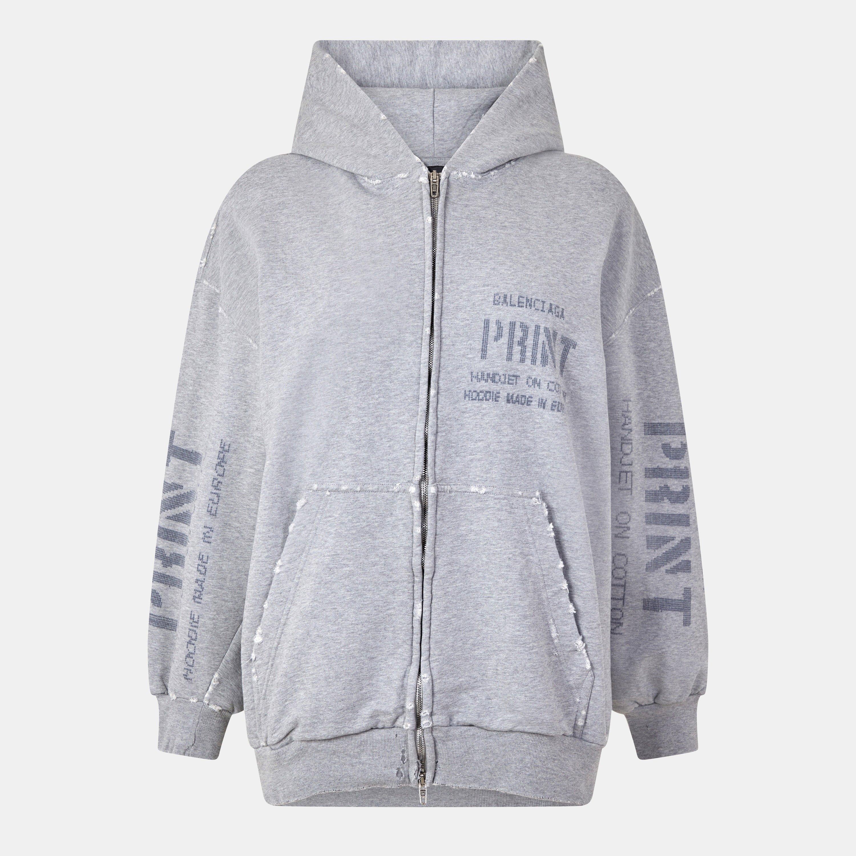 Grey/Black - Balenciaga - Women's Zip Hoodie - 1