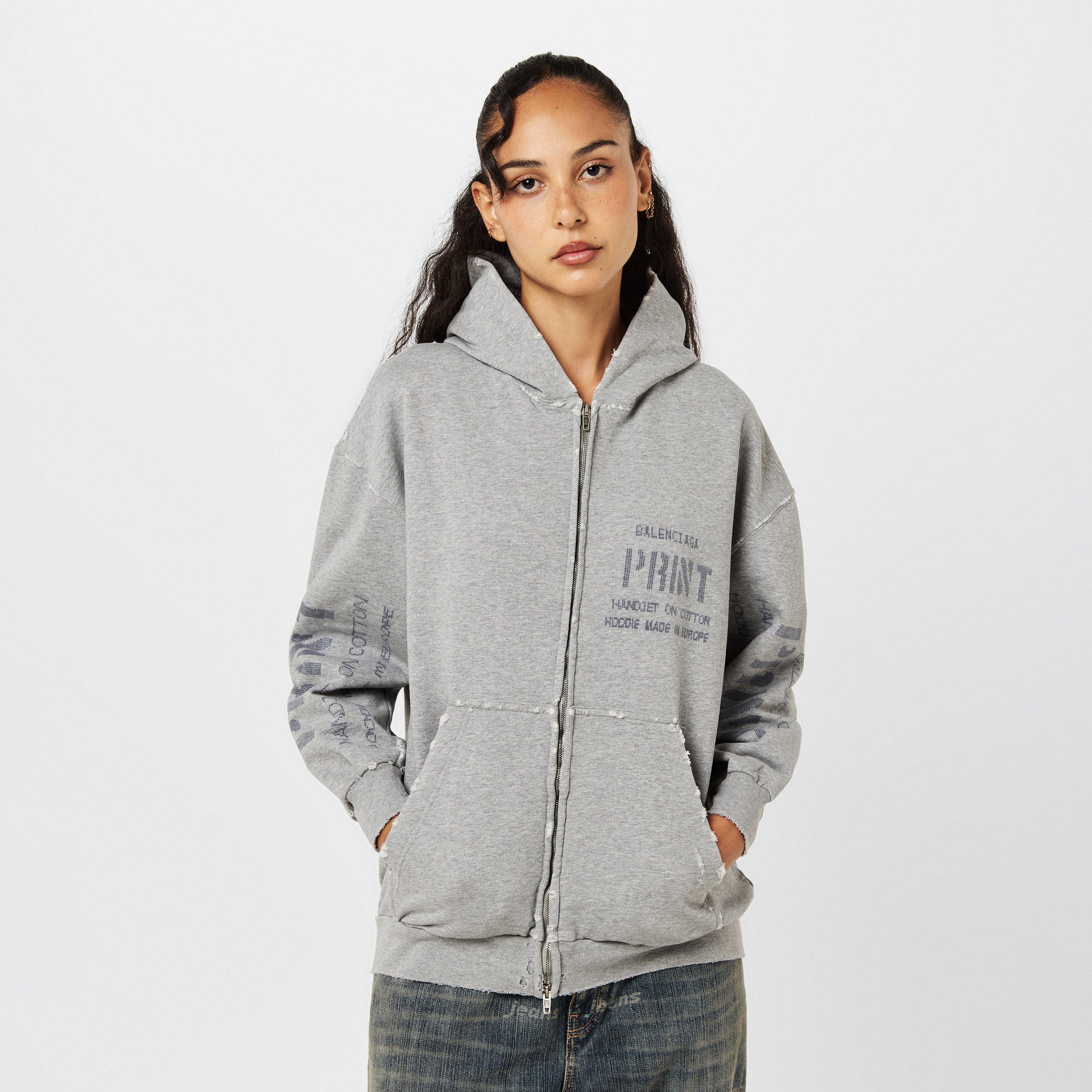 Grey/Black - Balenciaga - Women's Zip Hoodie - 3