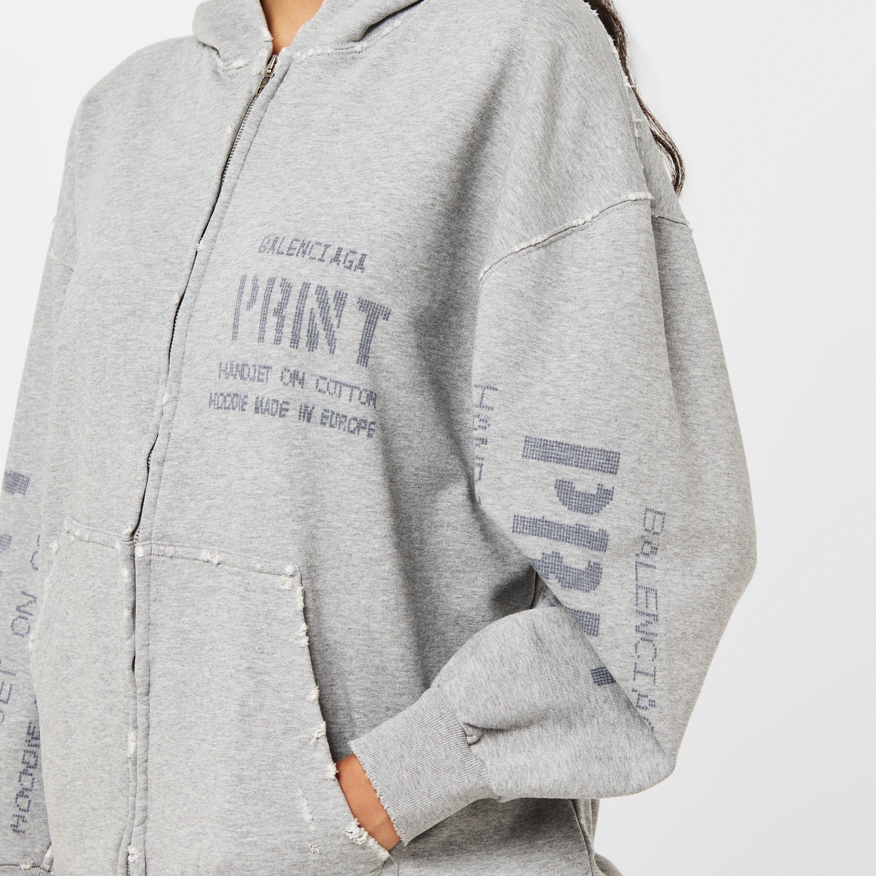 Grey/Black - Balenciaga - Women's Zip Hoodie - 5