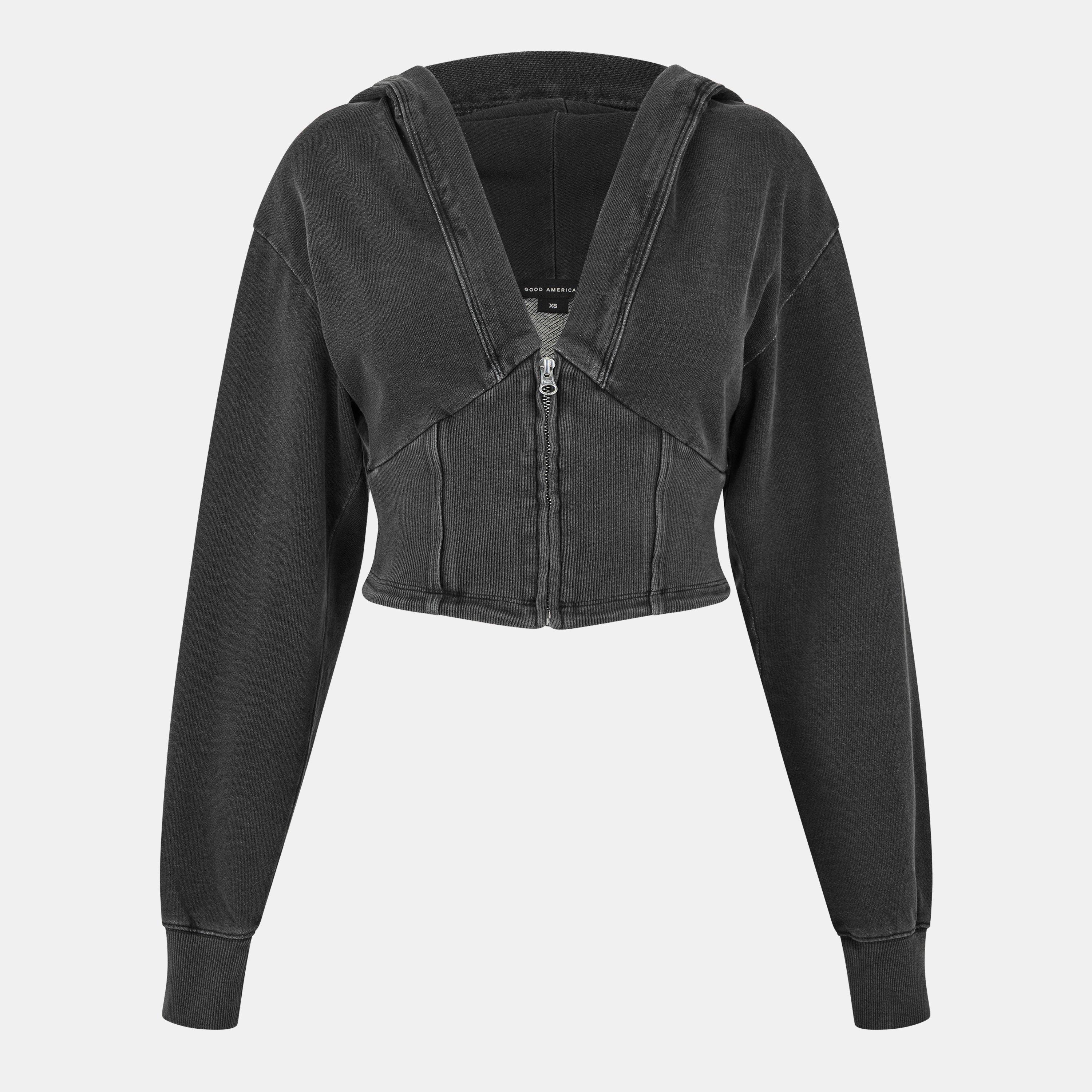 black430 - Good American - Women's Jeanius Zip Hoodie - 1