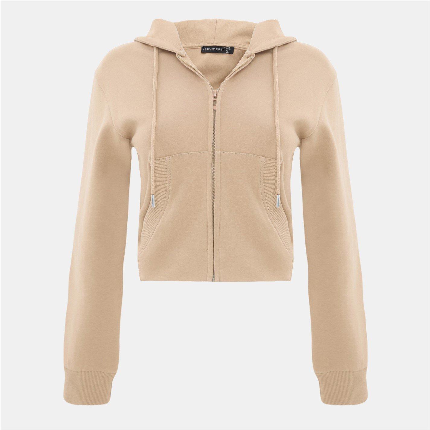 Taupe - I Saw It First - Zip Through Hoodie - 2