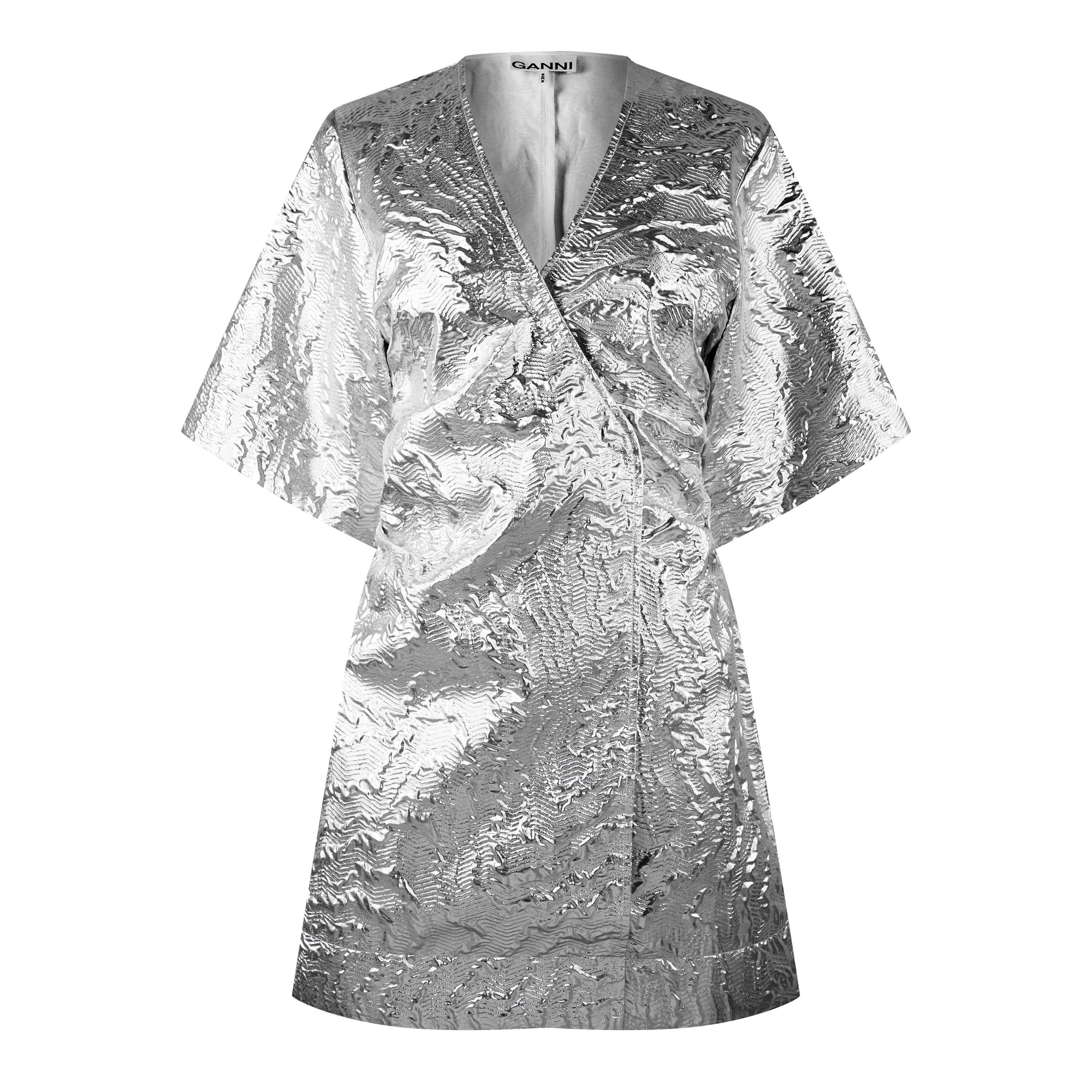 Silver - Ganni - Metallic Jacquard Dress - 4