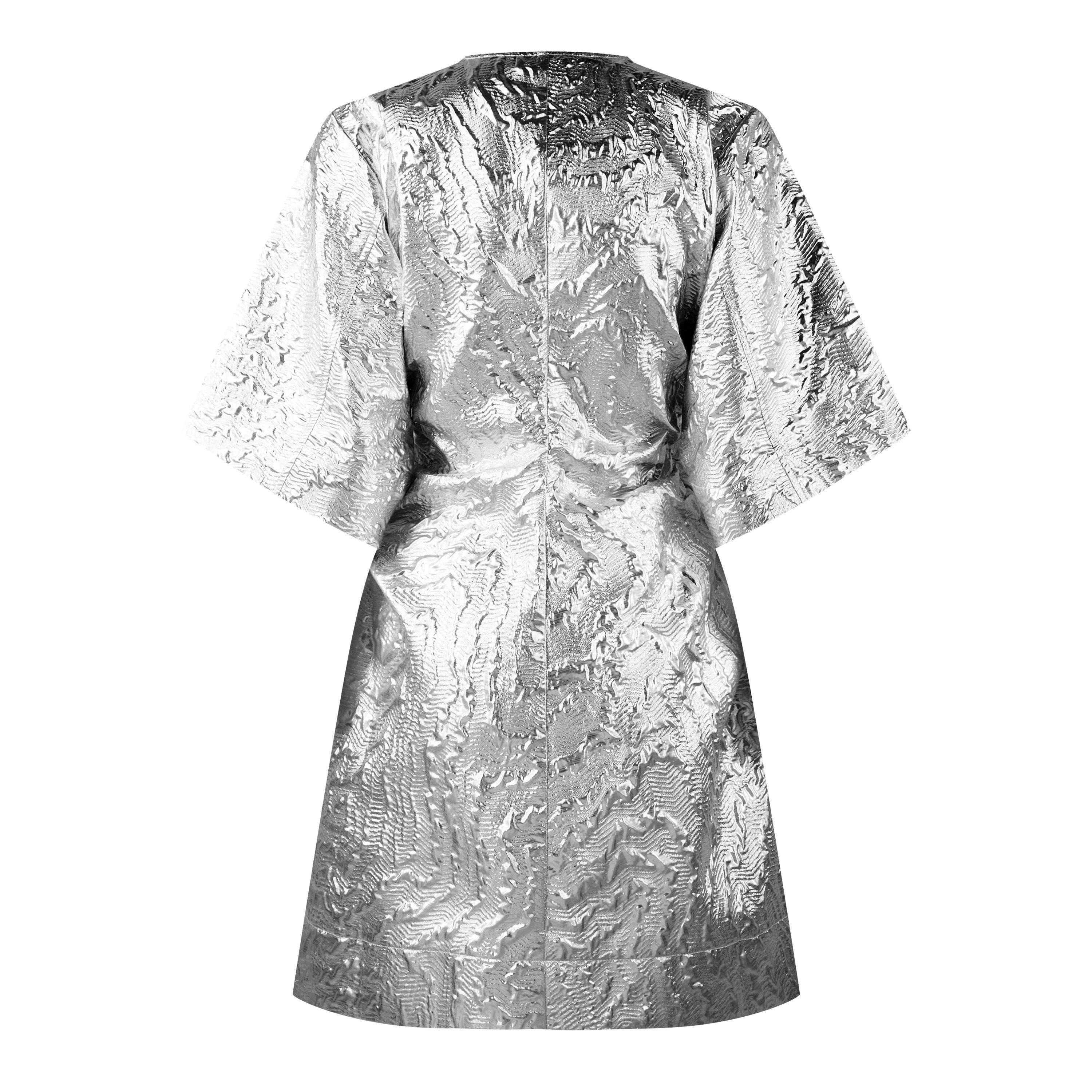 Silver - Ganni - Metallic Jacquard Dress - 5