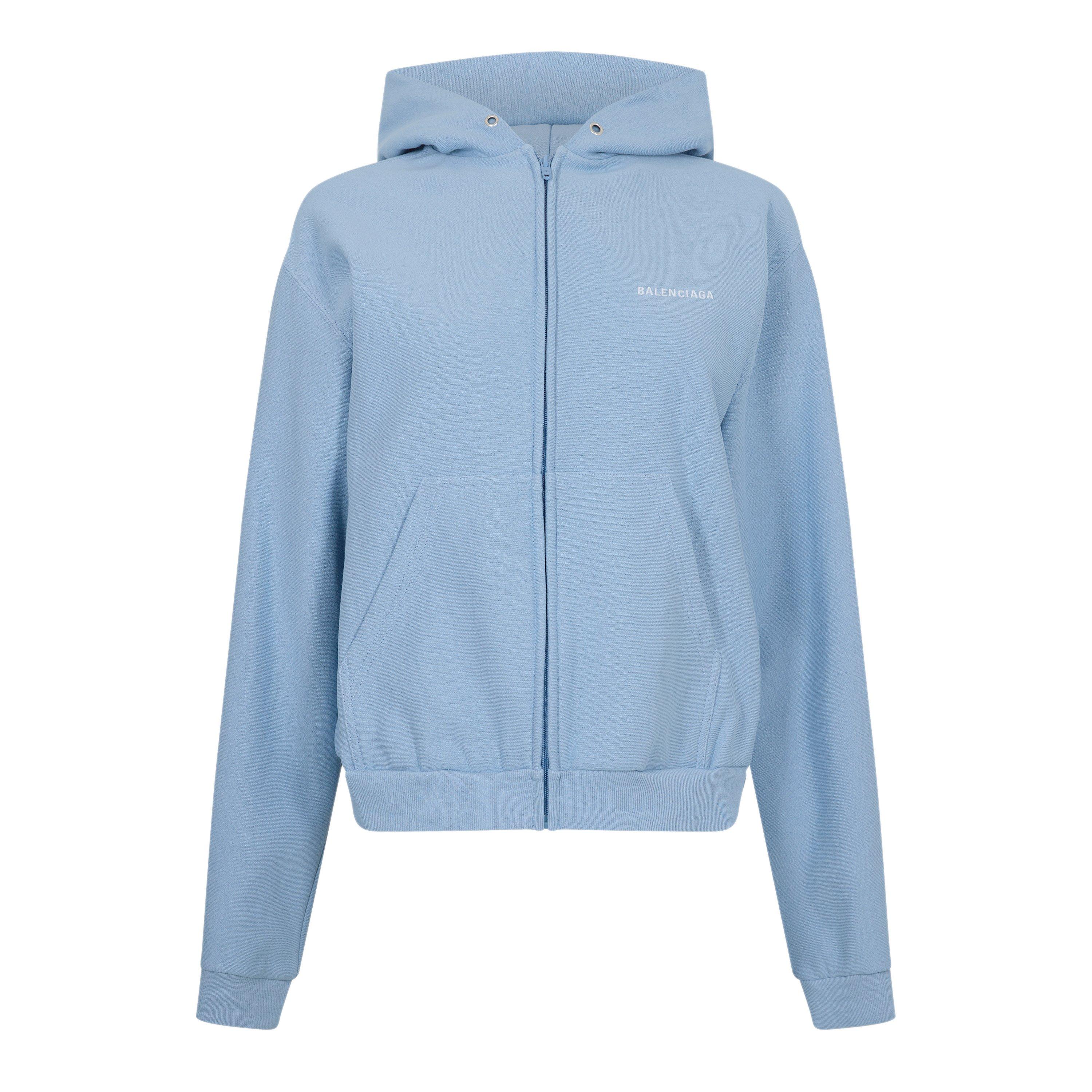 Light Blue - Balenciaga - Women's Bal Back Dry Zip Hoodie - 1