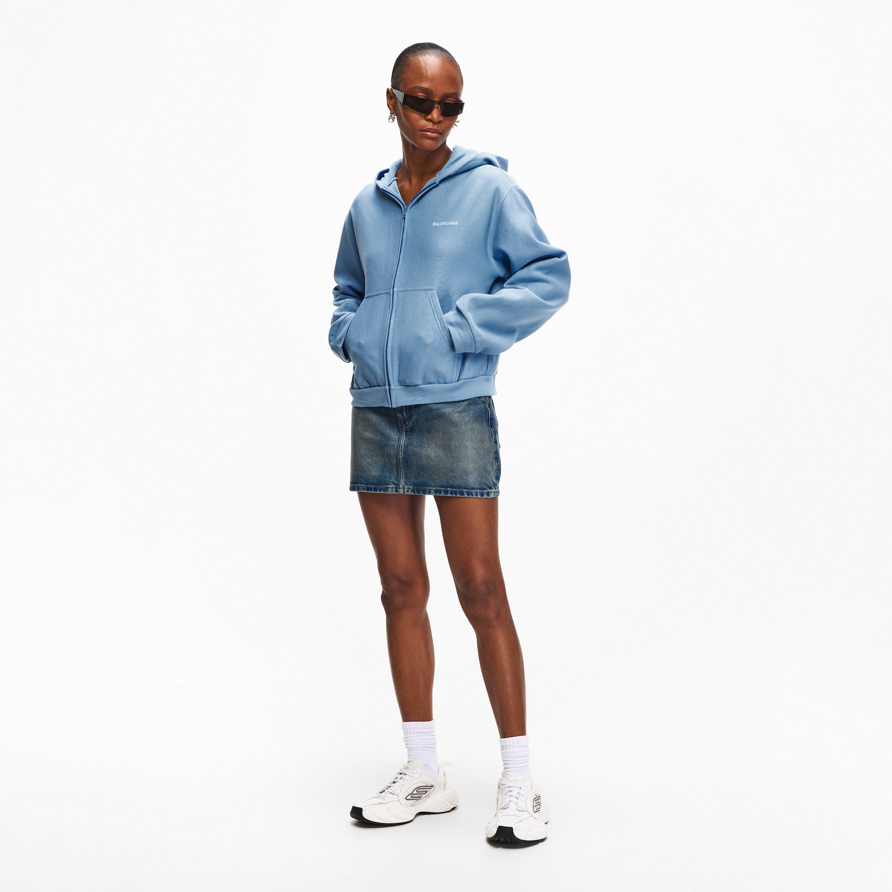 Light Blue - Balenciaga - Women's Bal Back Dry Zip Hoodie - 6