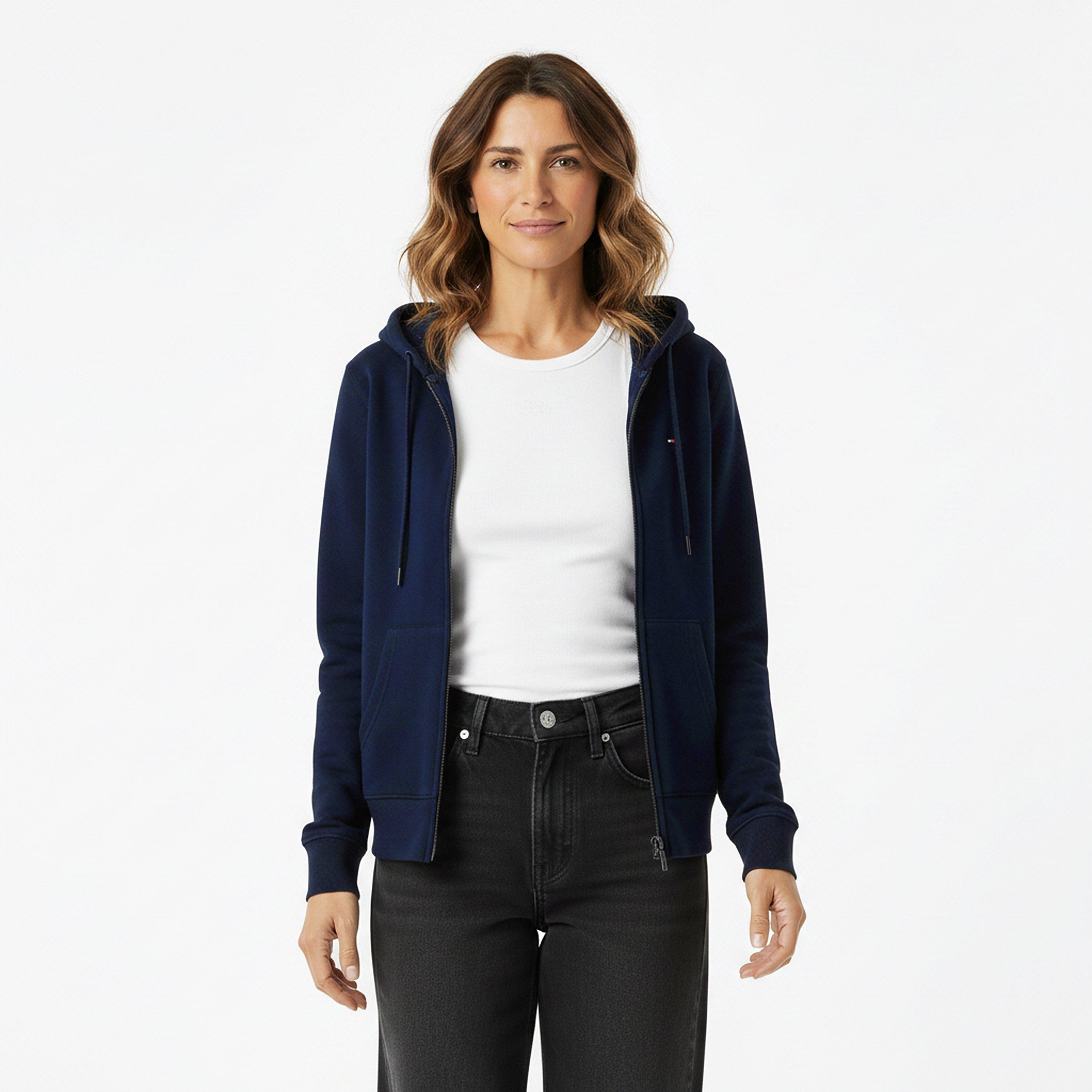Dark Night Navy - Tommy Jeans - Women's Flag Zip Hoodie - 3