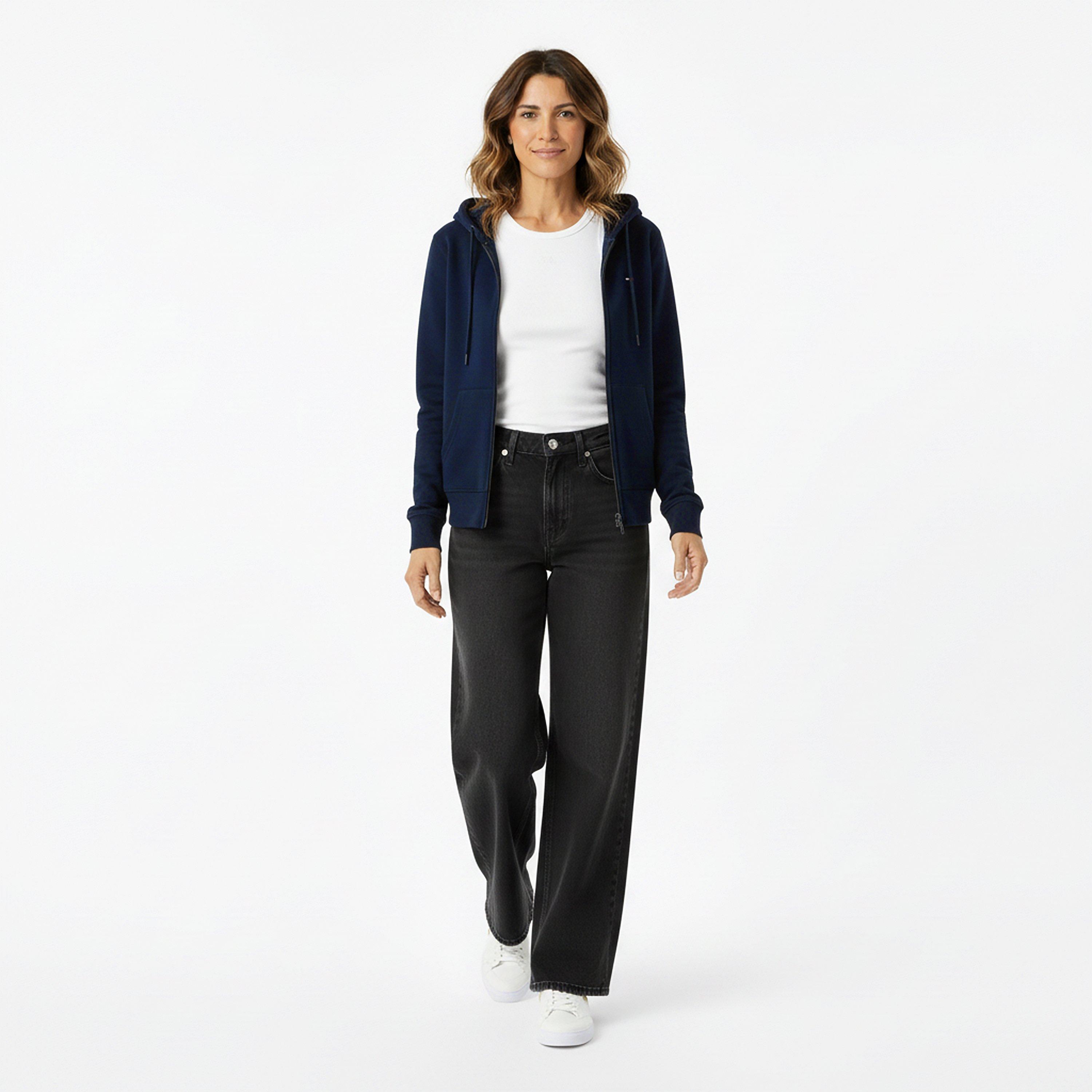 Dark Night Navy - Tommy Jeans - Women's Flag Zip Hoodie - 6