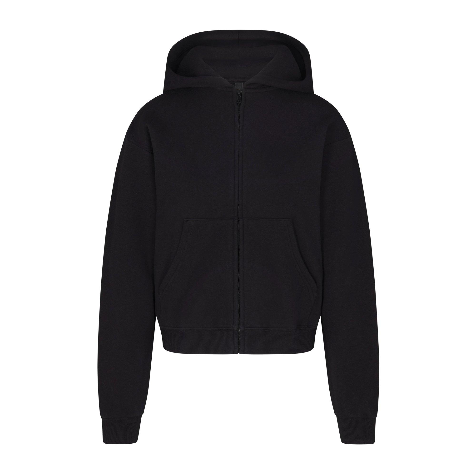 SKIMS Womens Cotton Fleece Classic Zip Up Hoodie - Onyx - Size 18 (2XL)