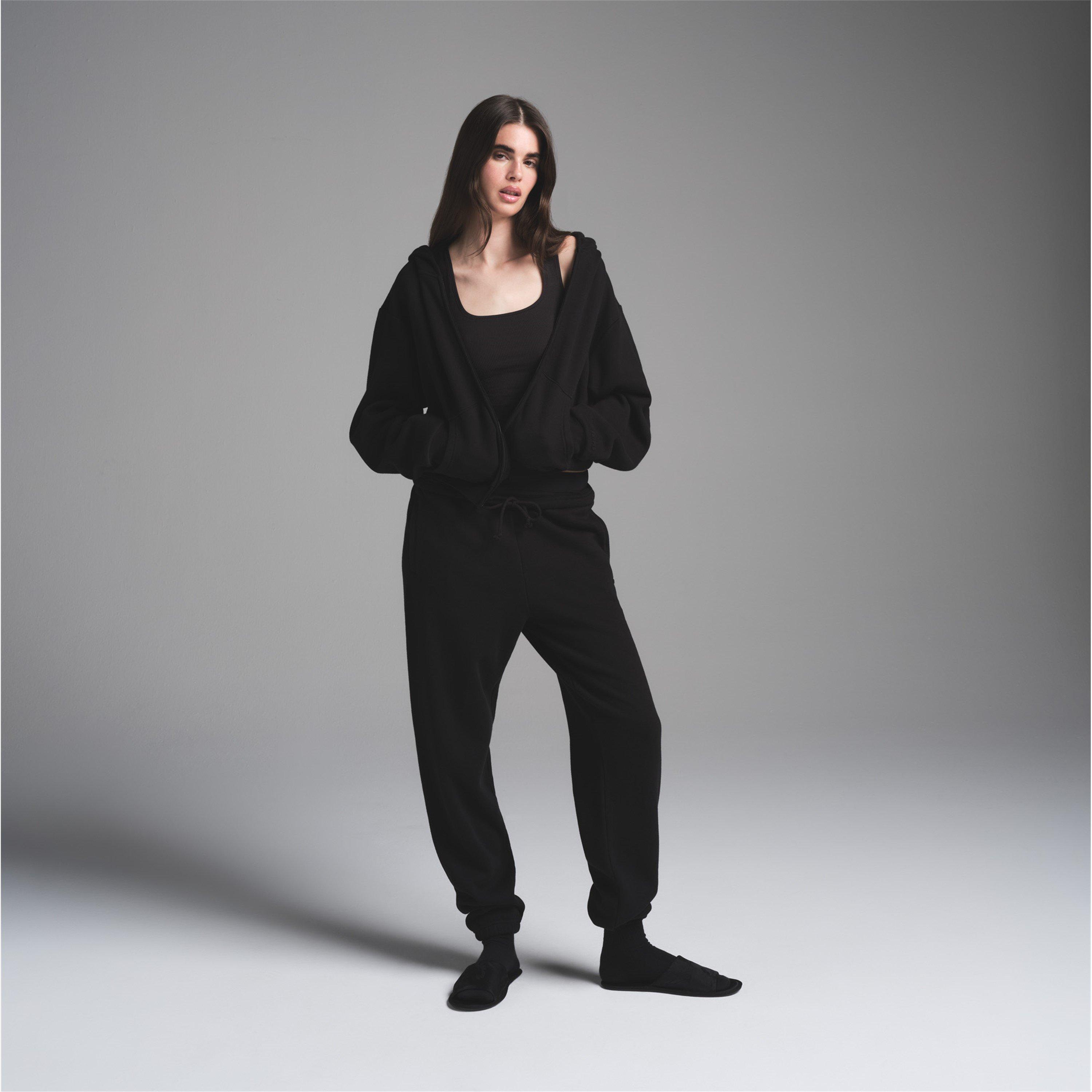 Onyx - SKIMS - Womens Cotton Fleece Classic Zip Up Hoodie - 3