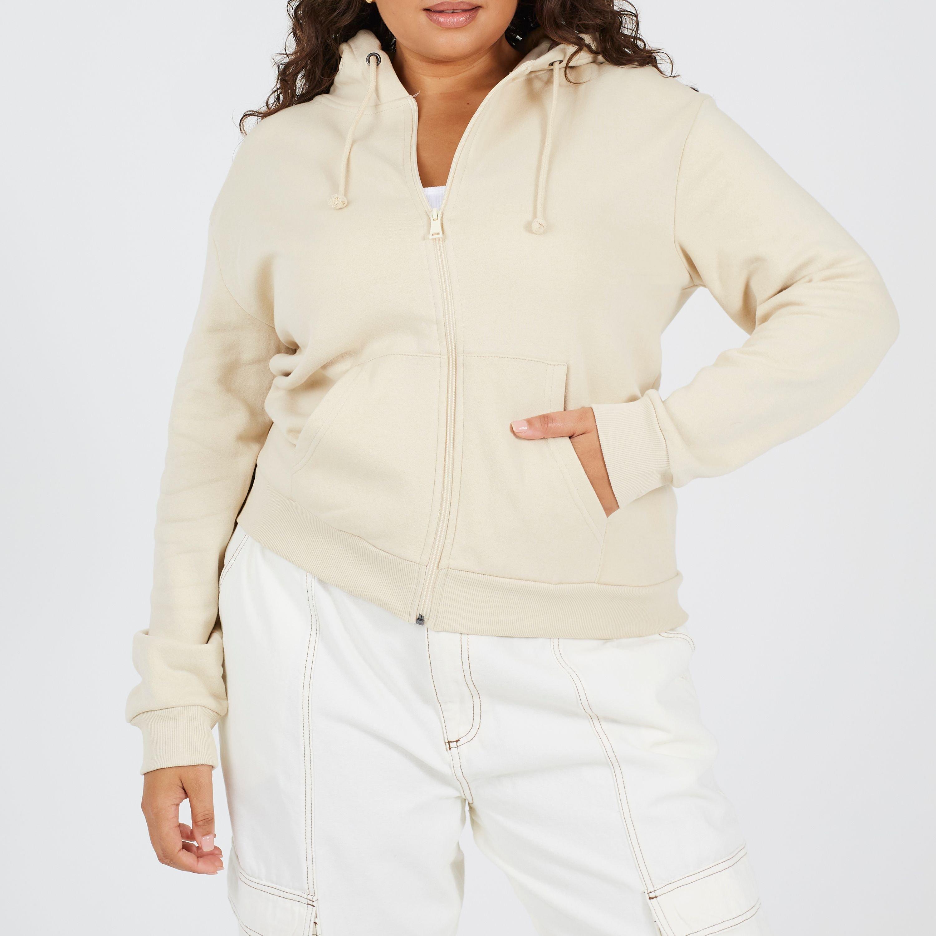 Stone - Brave Soul - Plus Size Classic Zip Through Hoodie with Pockets - 1