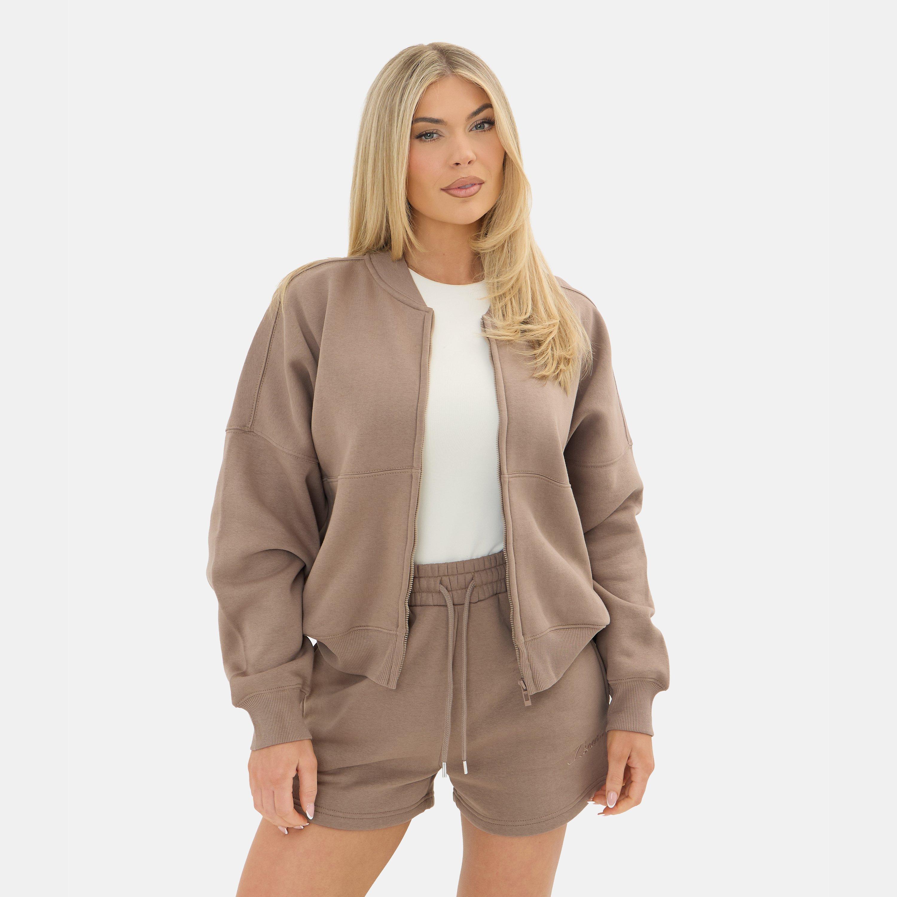 GREYISH-BROWN - I Saw It First - Jersey Bomber Zip Jacket - 1