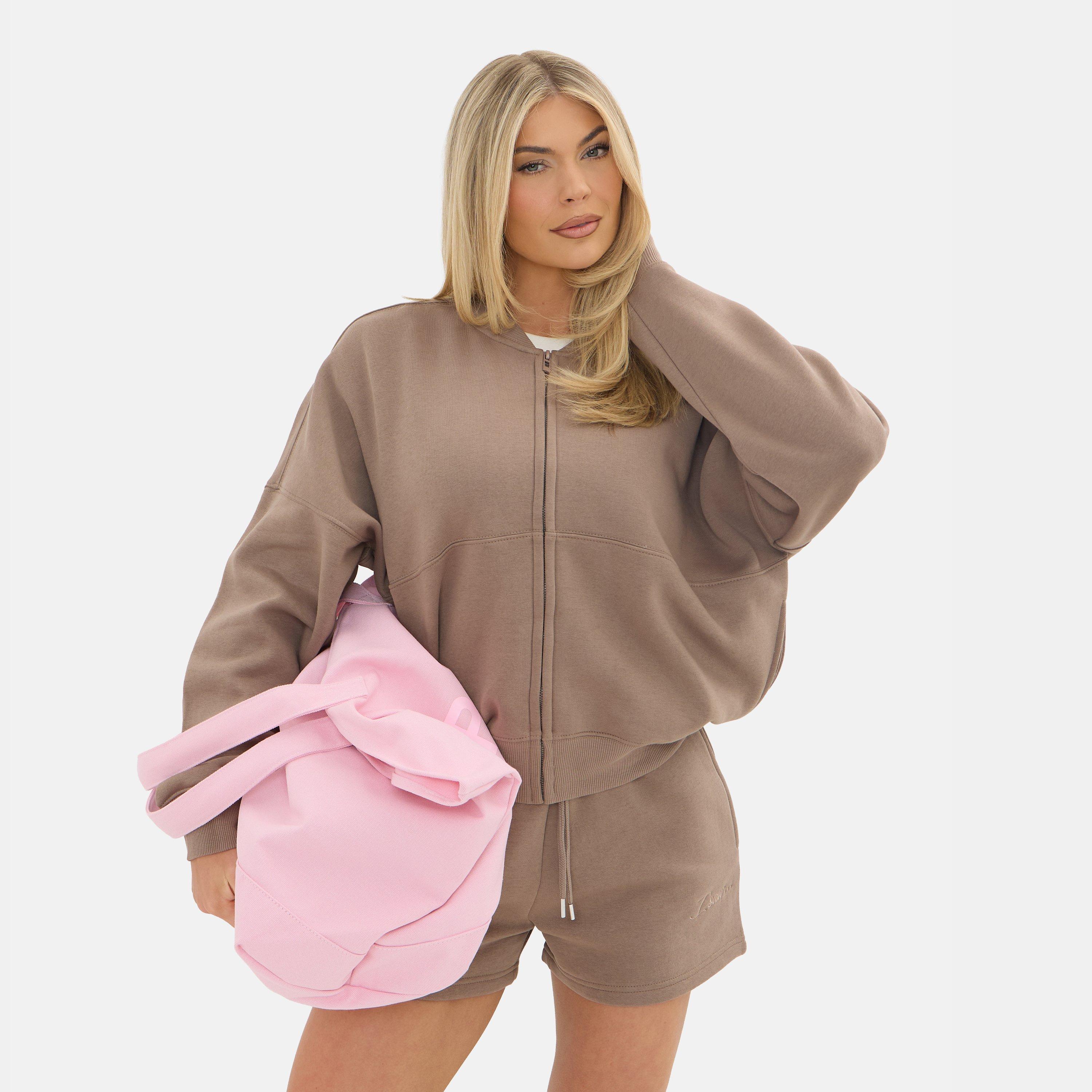 GREYISH-BROWN - I Saw It First - Jersey Bomber Zip Jacket - 3