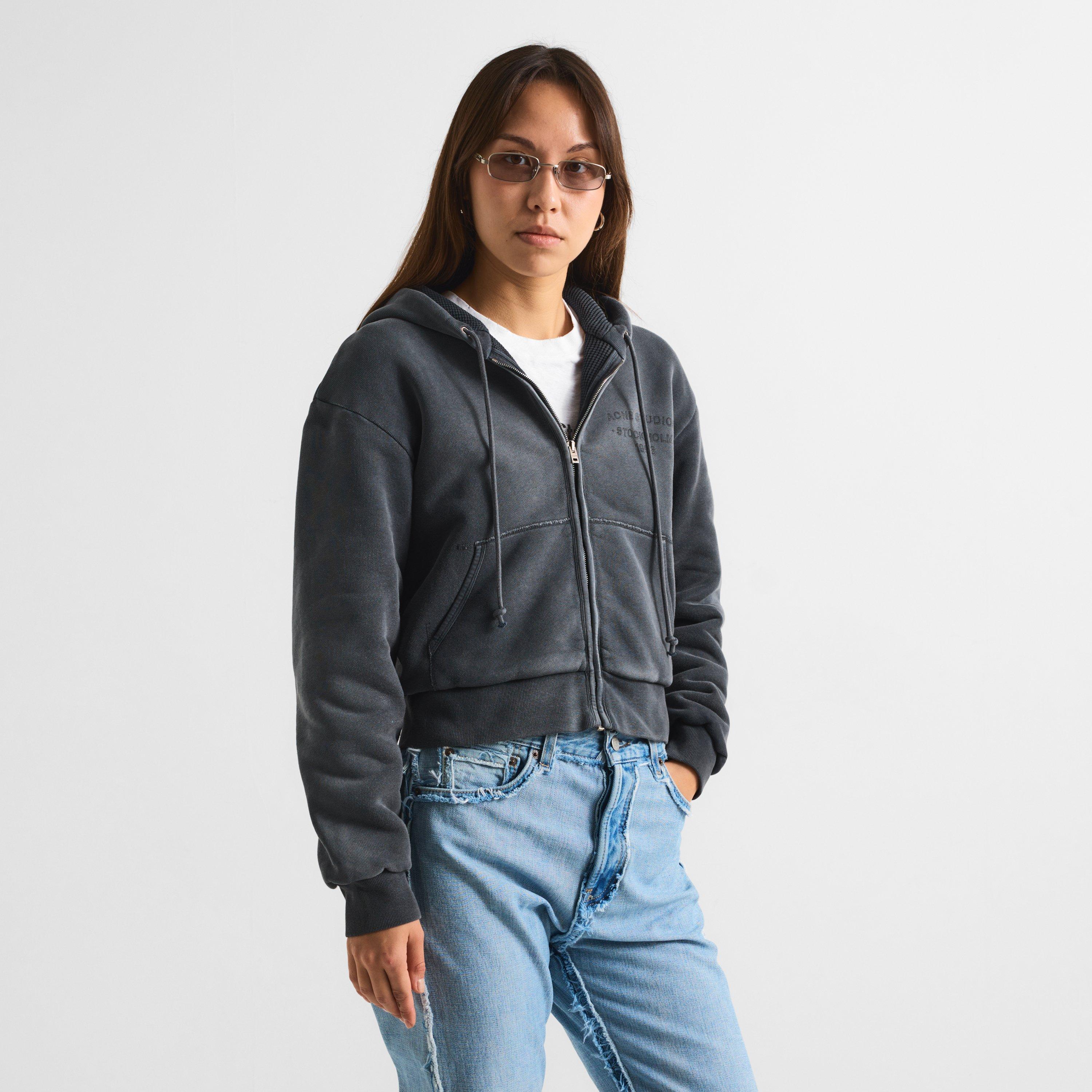 Faded Black - Acne Studios - Women's Cotton Zip Hoodie - 3