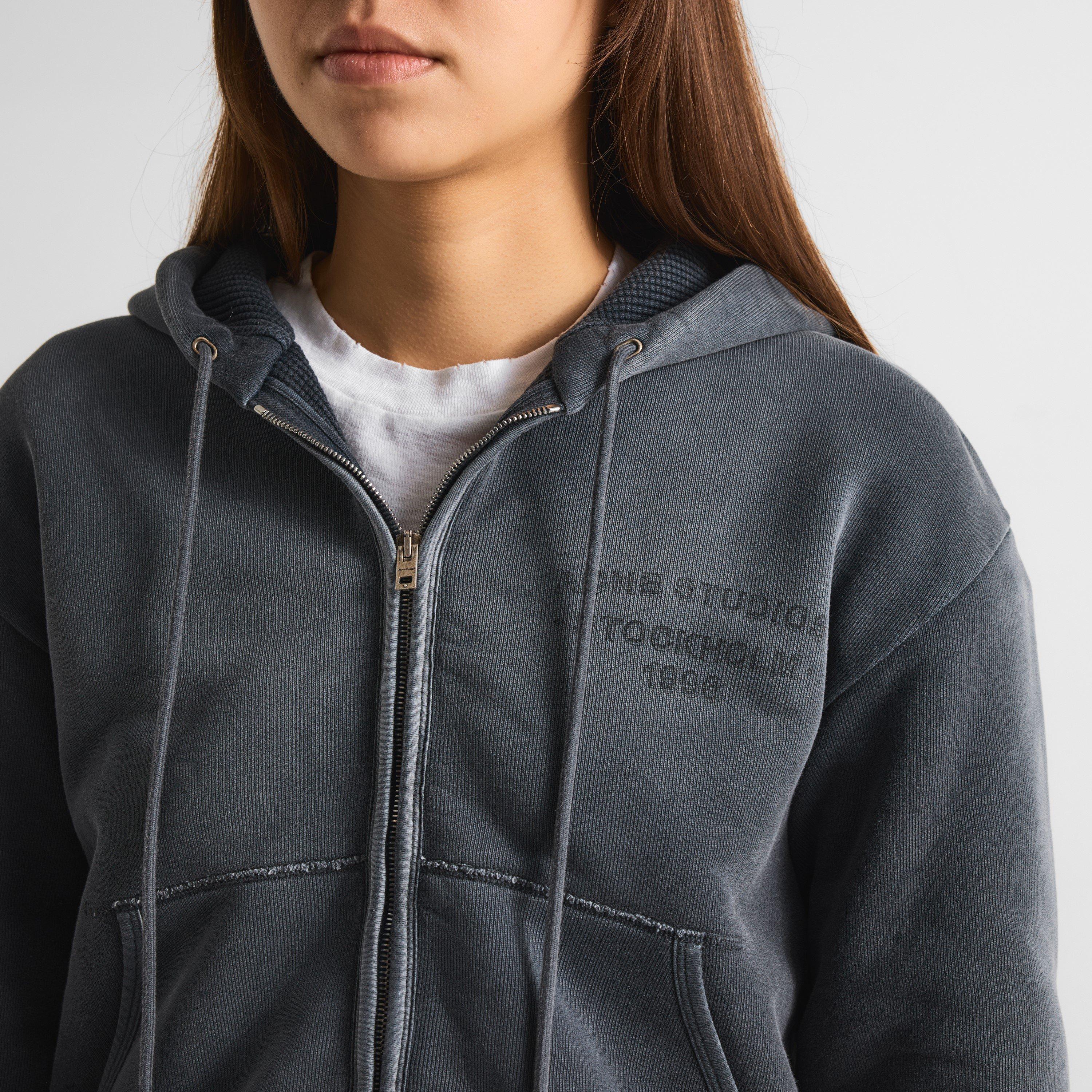 Faded Black - Acne Studios - Women's Cotton Zip Hoodie - 5