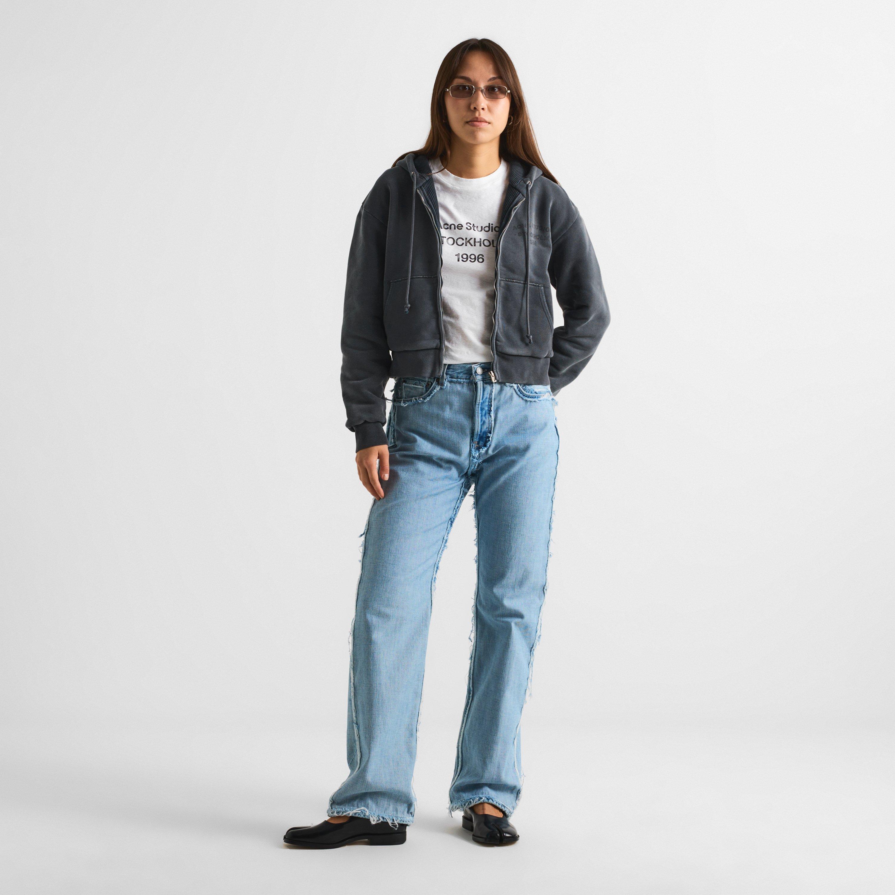 Faded Black - Acne Studios - Women's Cotton Zip Hoodie - 6