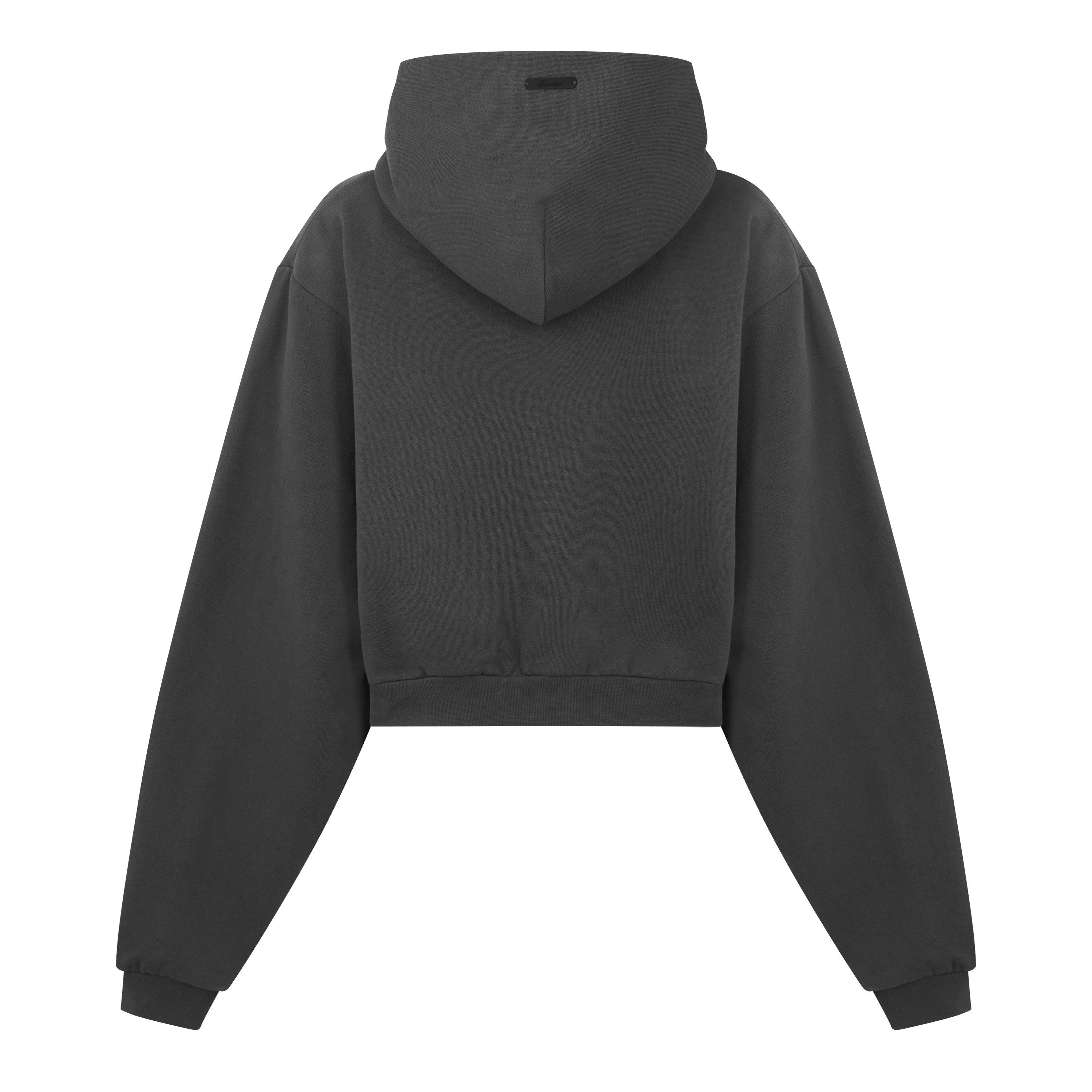 Ink Black - Fear Of God Essentials - Women's Mod Cropped Full-Zip Hoodie - 2
