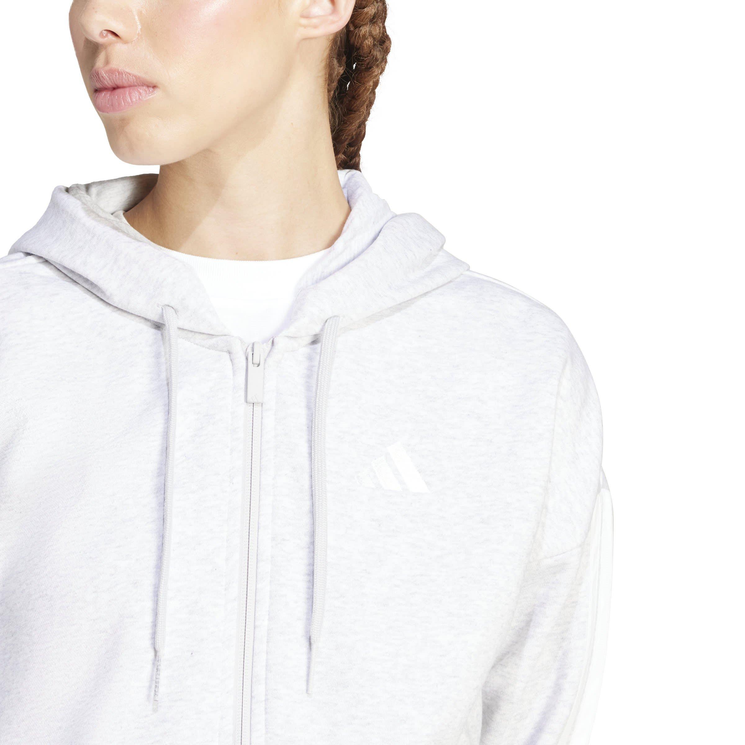 Grigio Chiaro - adidas - Essentials 3 Stripe Zip Track Hoodie Womens - 5