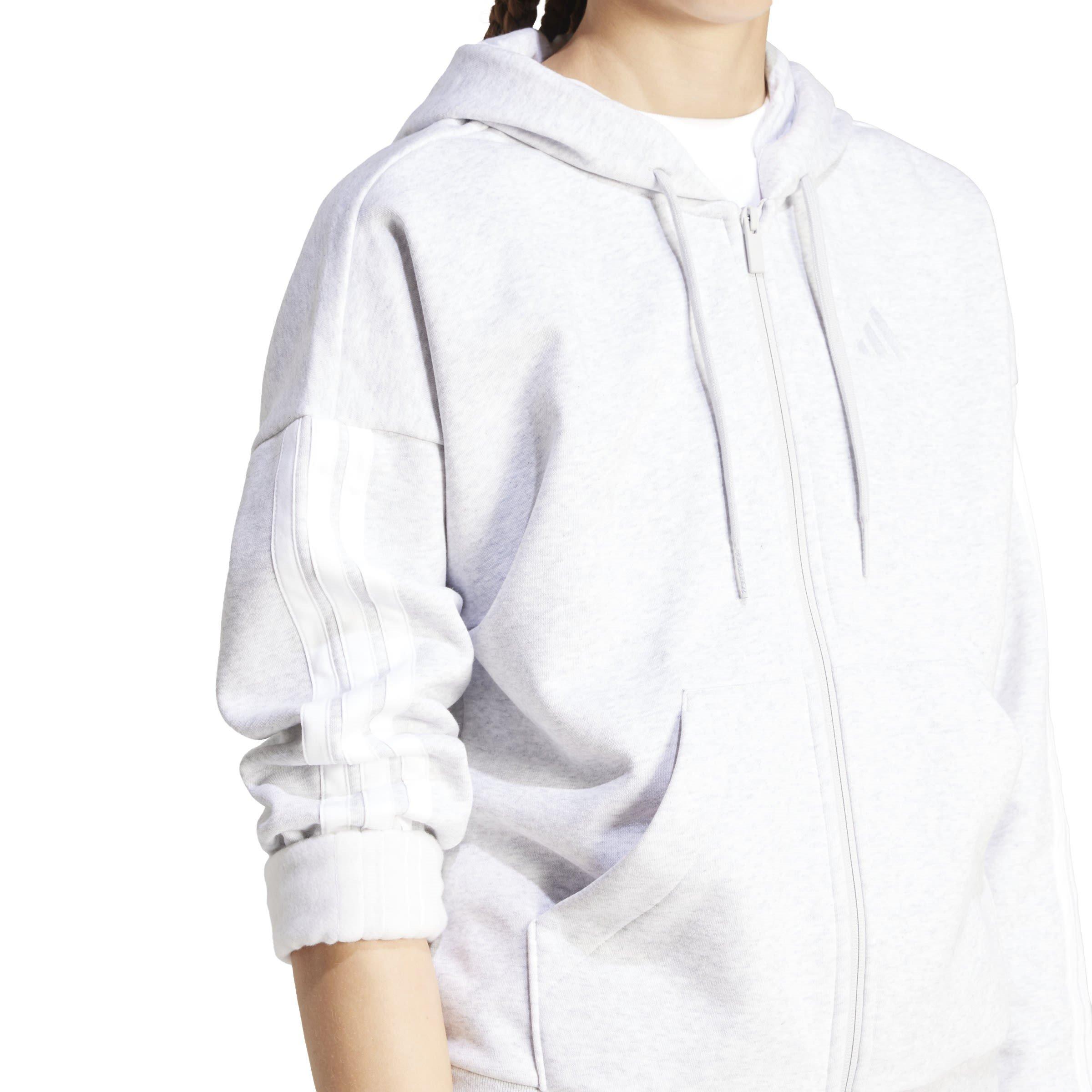 Grigio Chiaro - adidas - Essentials 3 Stripe Zip Track Hoodie Womens - 6