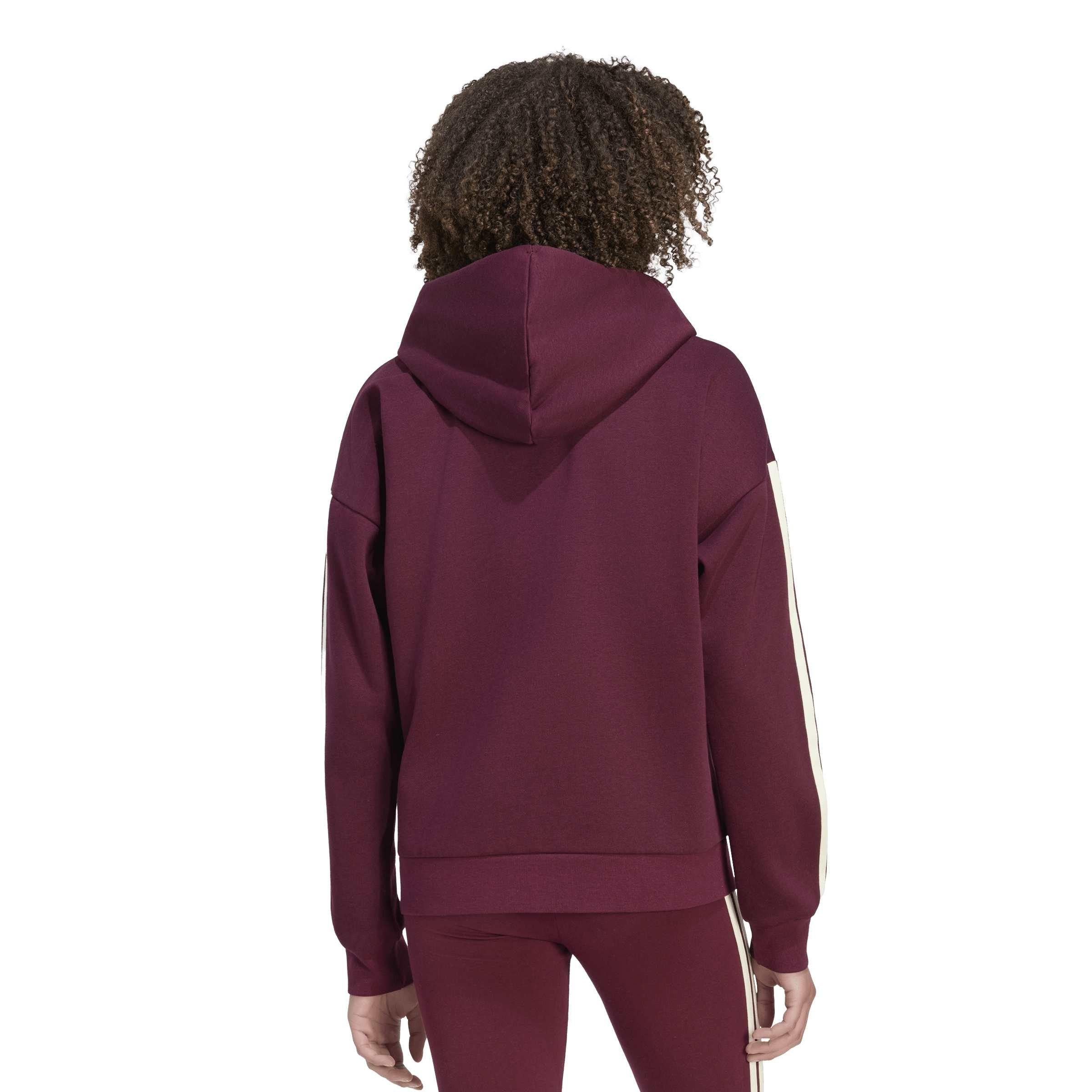 Burgunder - adidas - Essentials 3 Stripe Zip Track Hoodie Womens - 3