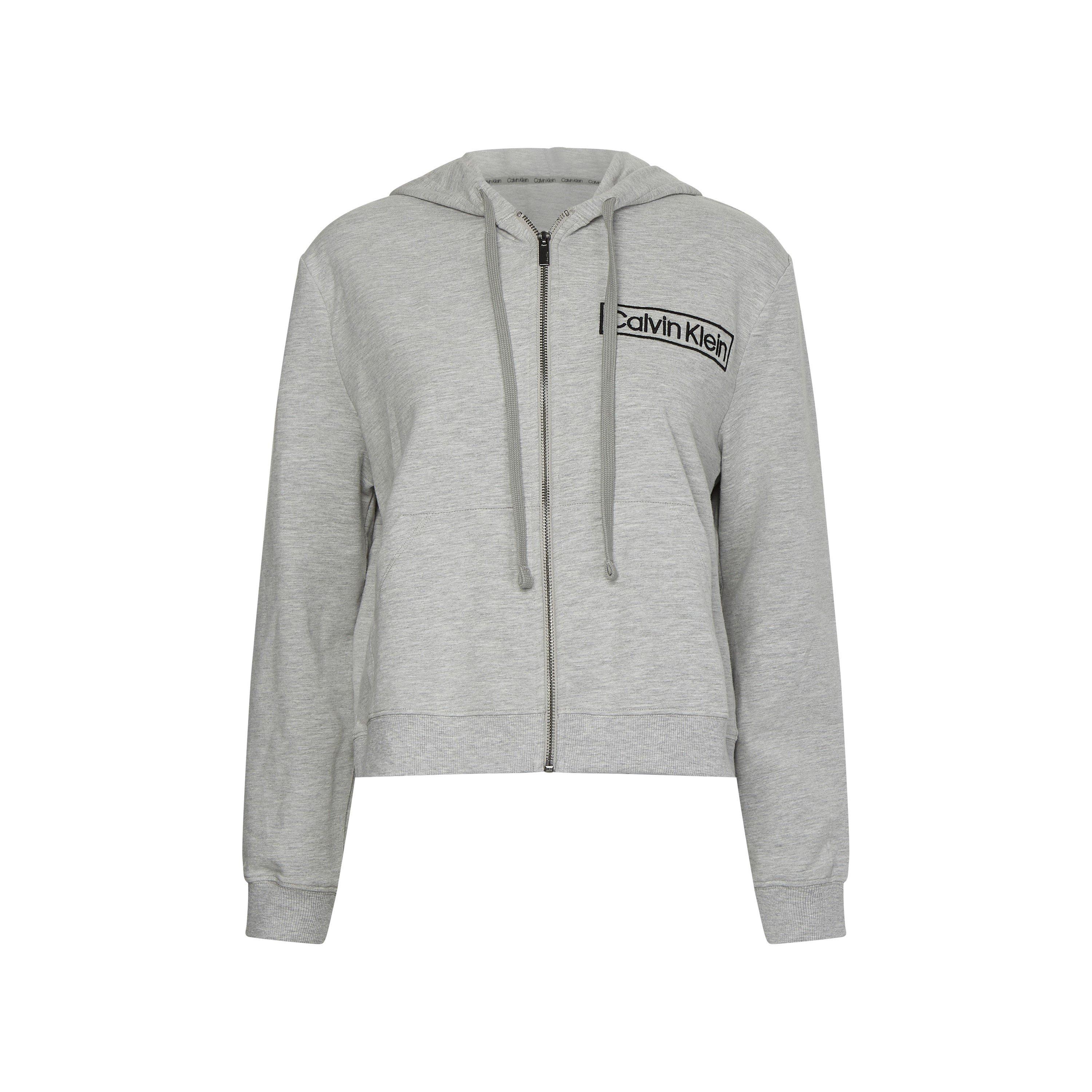Calvin Klein Long Sleeve Zip Hoodie - Grey Marl - Size 16 (XL)