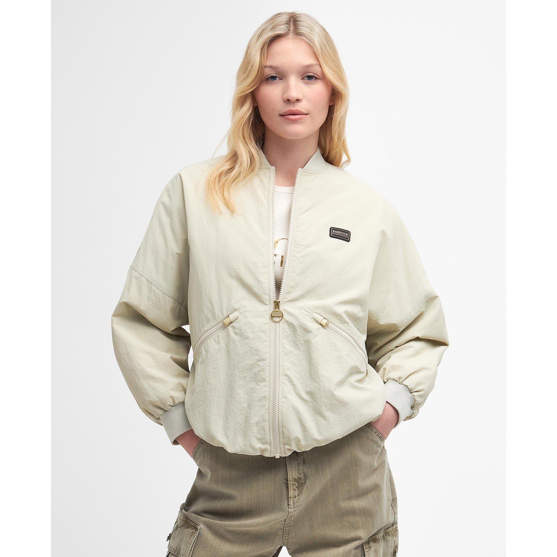 Stone - Barbour International - Women's Mansell Lightweight Bomber Jacket - 1