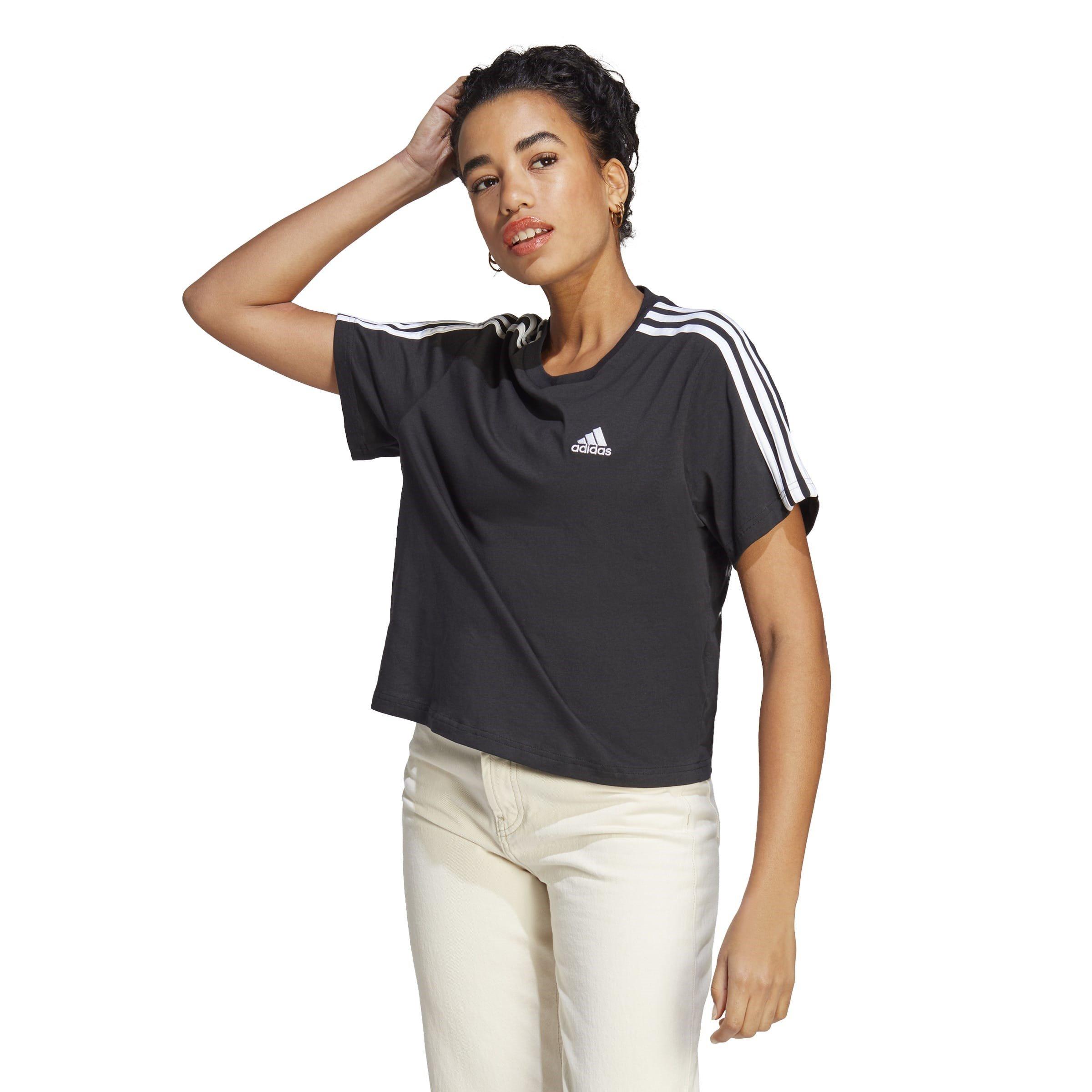 Crno/Bijelo - adidas - 3S Crop T Shirt Womens - 2