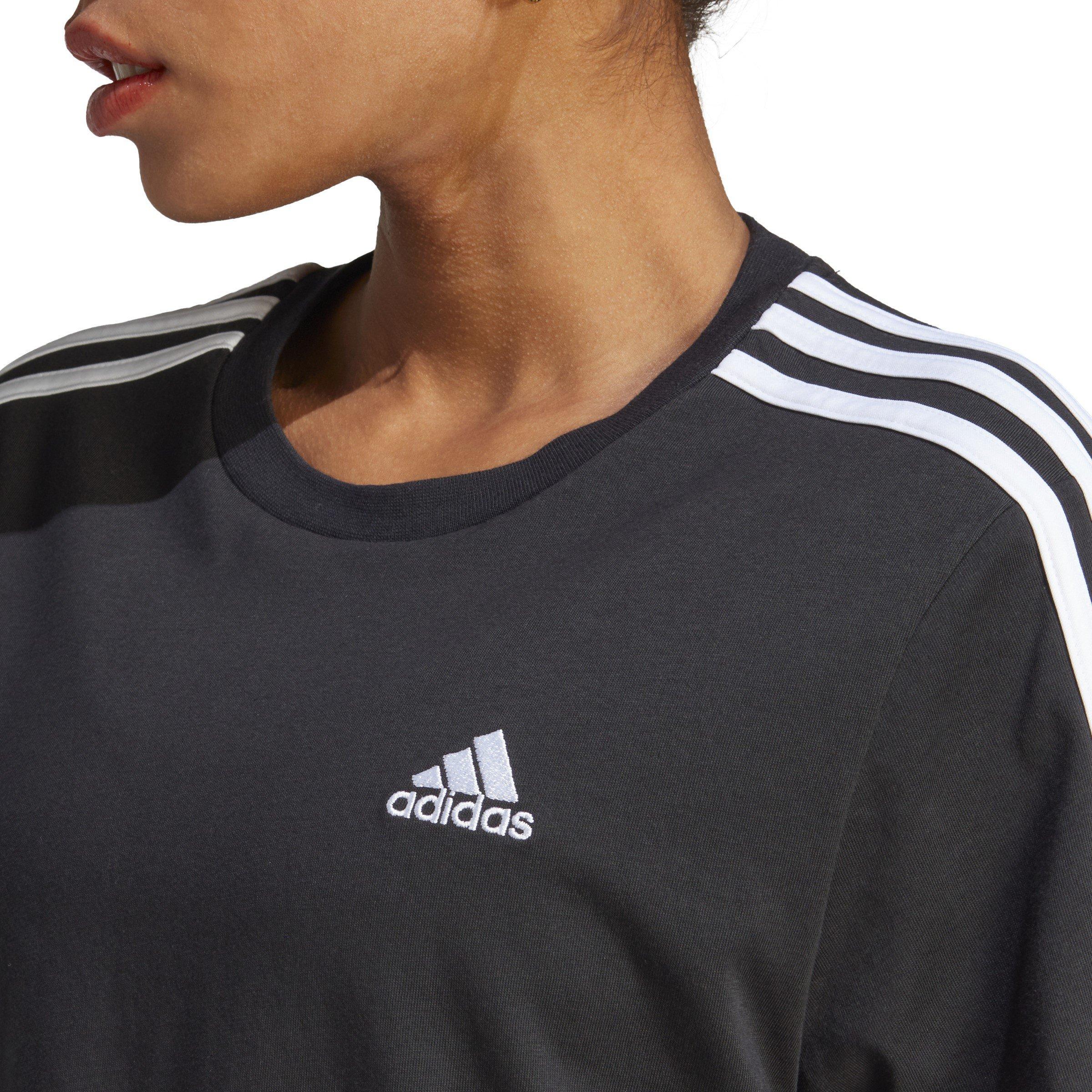 Crno/Bijelo - adidas - 3S Crop T Shirt Womens - 4