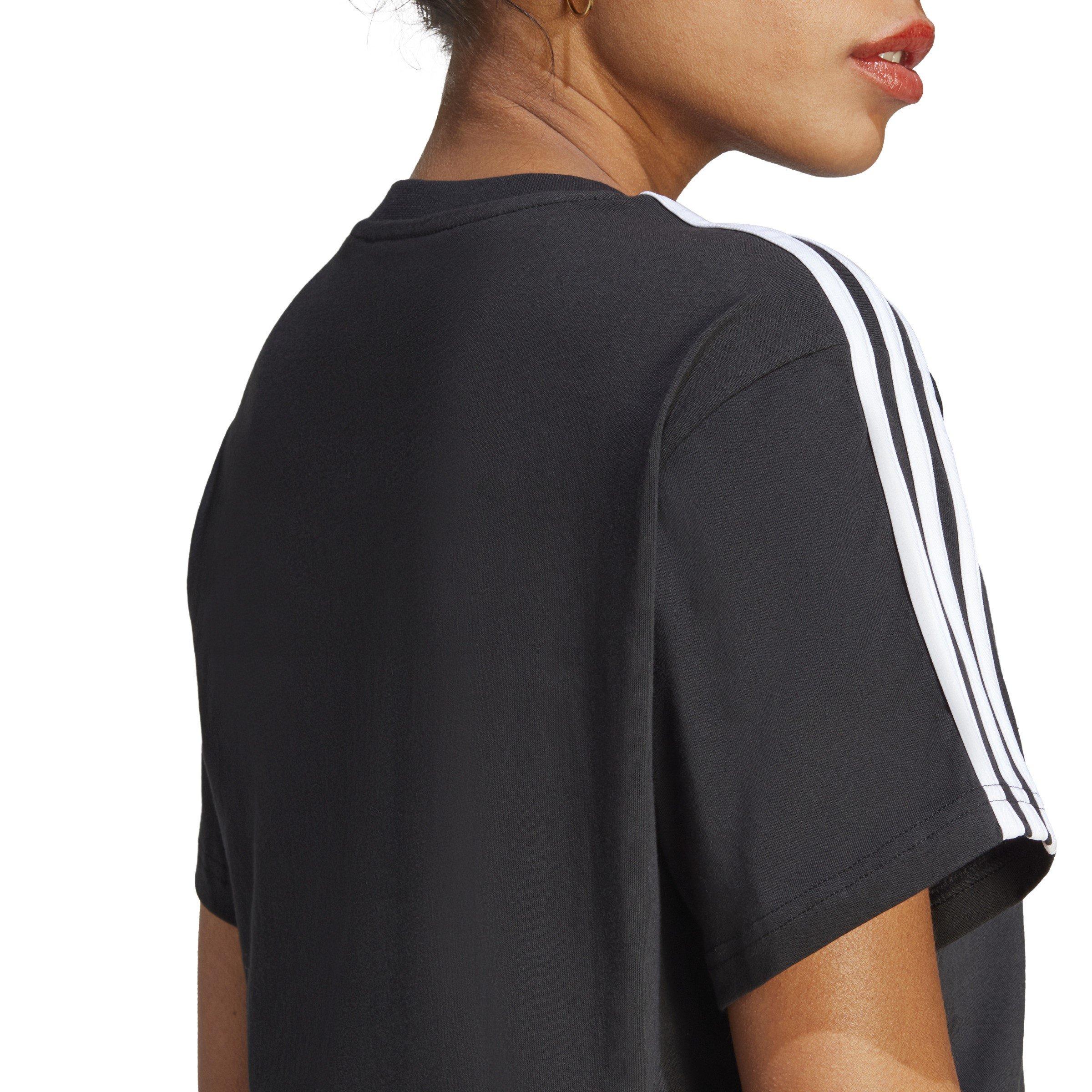 Crno/Bijelo - adidas - 3S Crop T Shirt Womens - 5