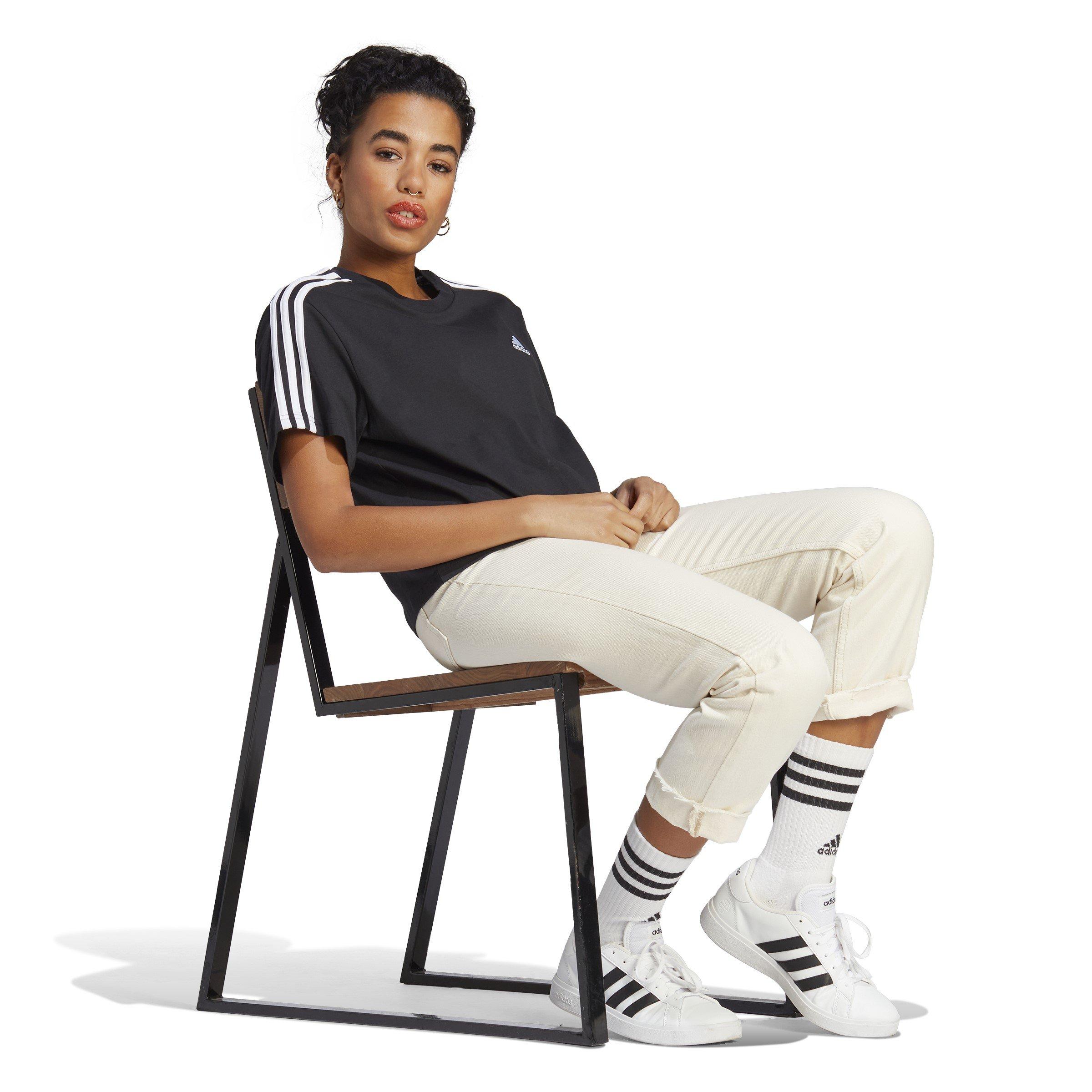 Crno/Bijelo - adidas - 3S Crop T Shirt Womens - 6