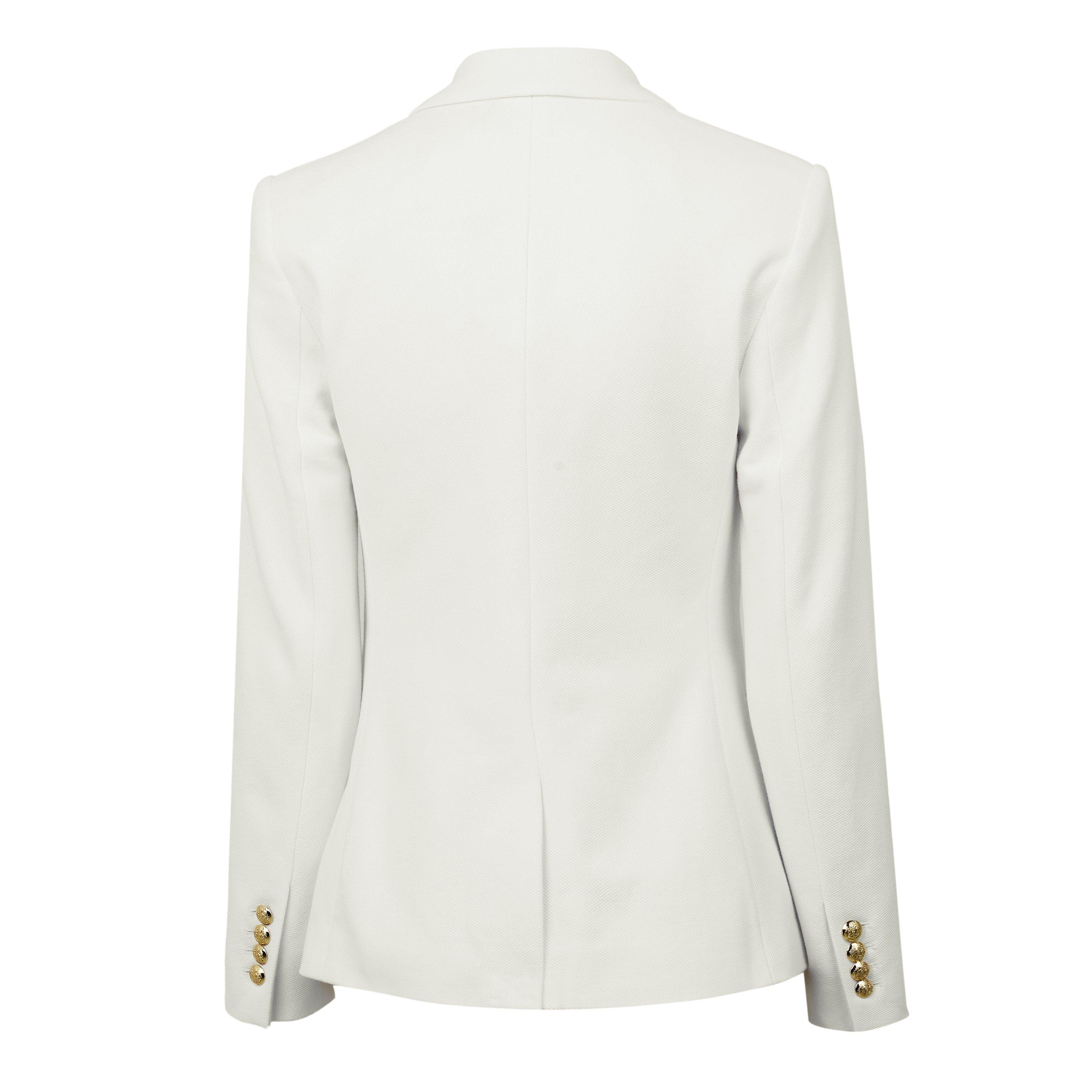 WHITE - Lauren by Ralph Lauren - Women's Anfisa Cotton Long Sleeve Monogram Blazer - 2