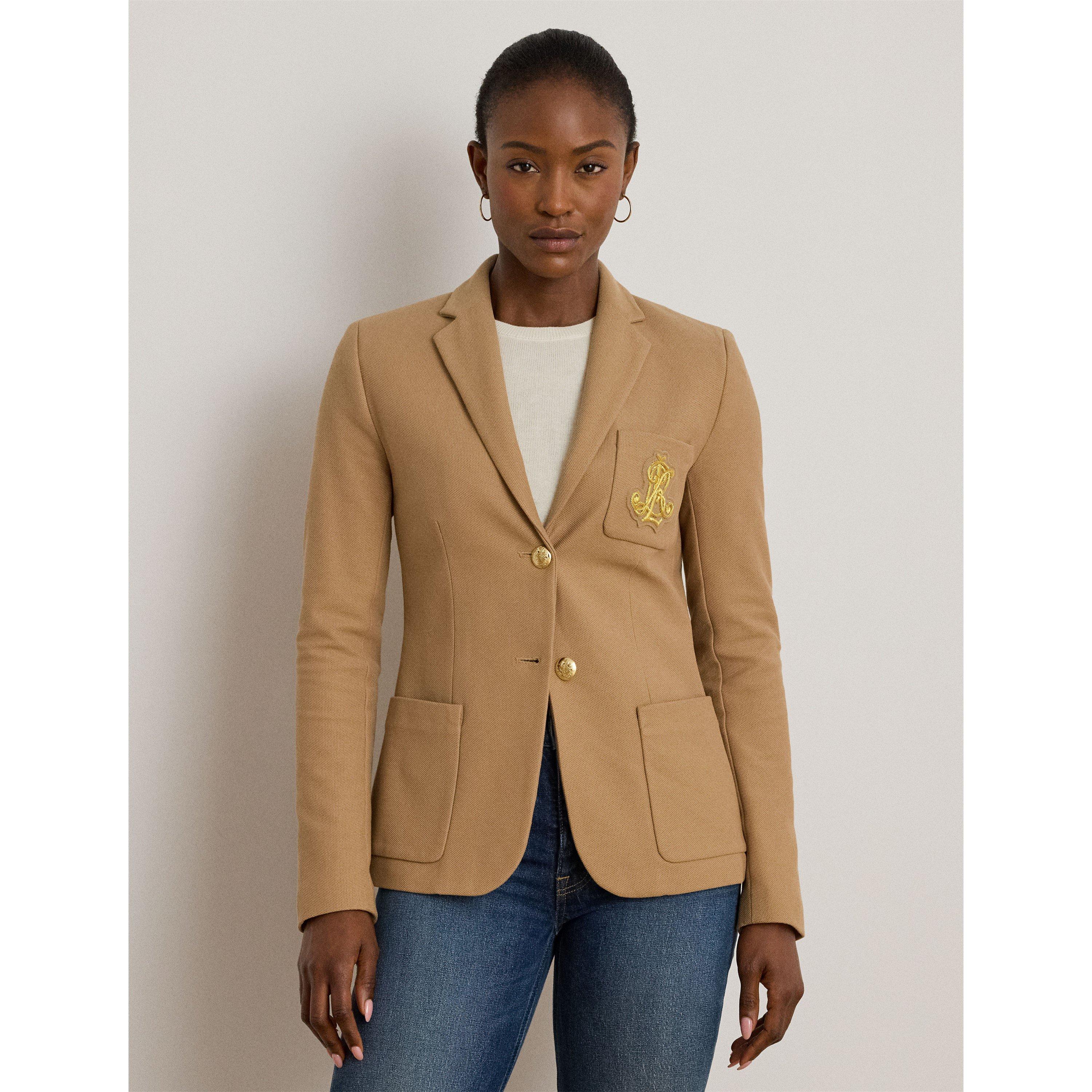 CLASSIC CAMEL - Lauren by Ralph Lauren - Women's Anfisa Cotton Long Sleeve Monogram Blazer - 2