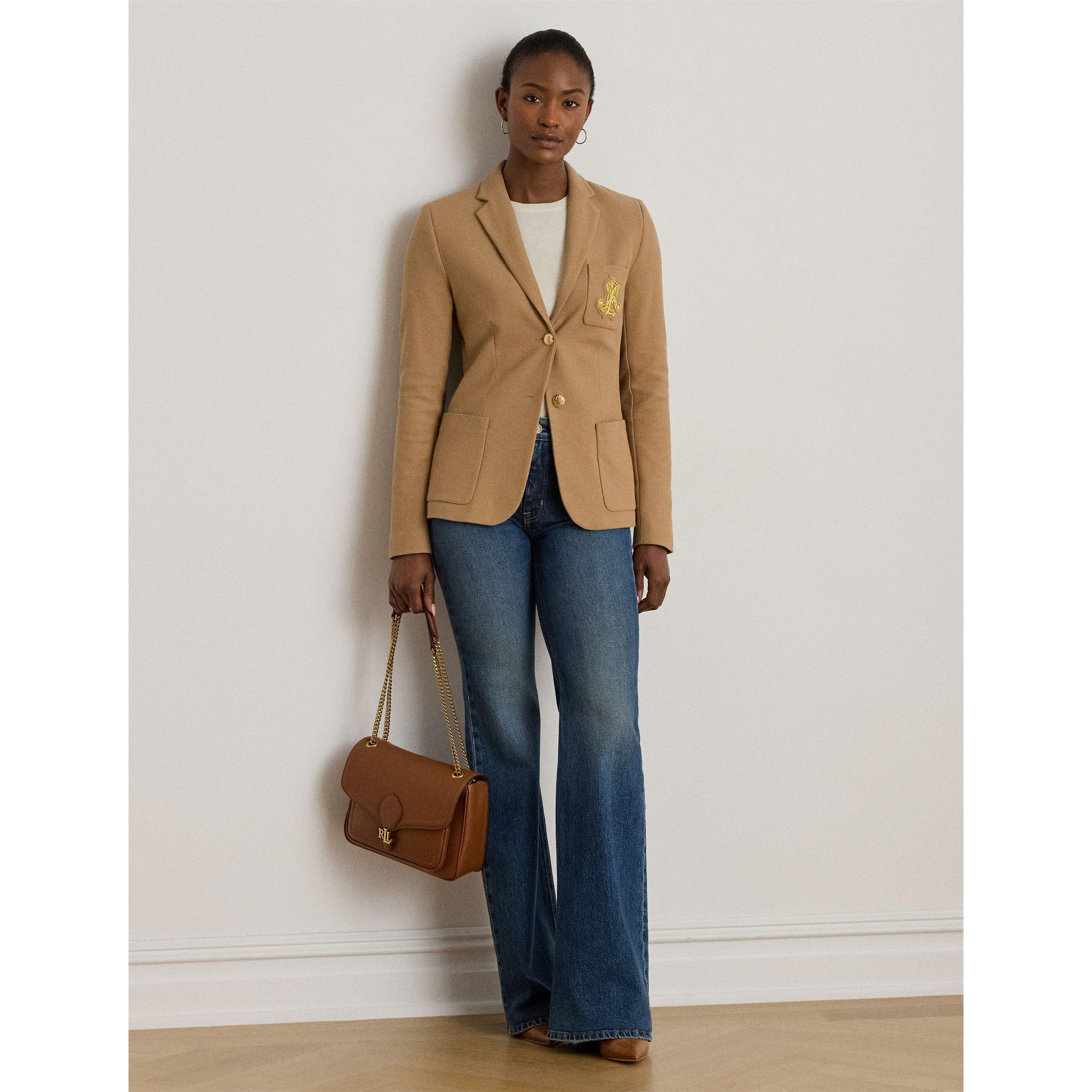 CLASSIC CAMEL - Lauren by Ralph Lauren - Women's Anfisa Cotton Long Sleeve Monogram Blazer - 5
