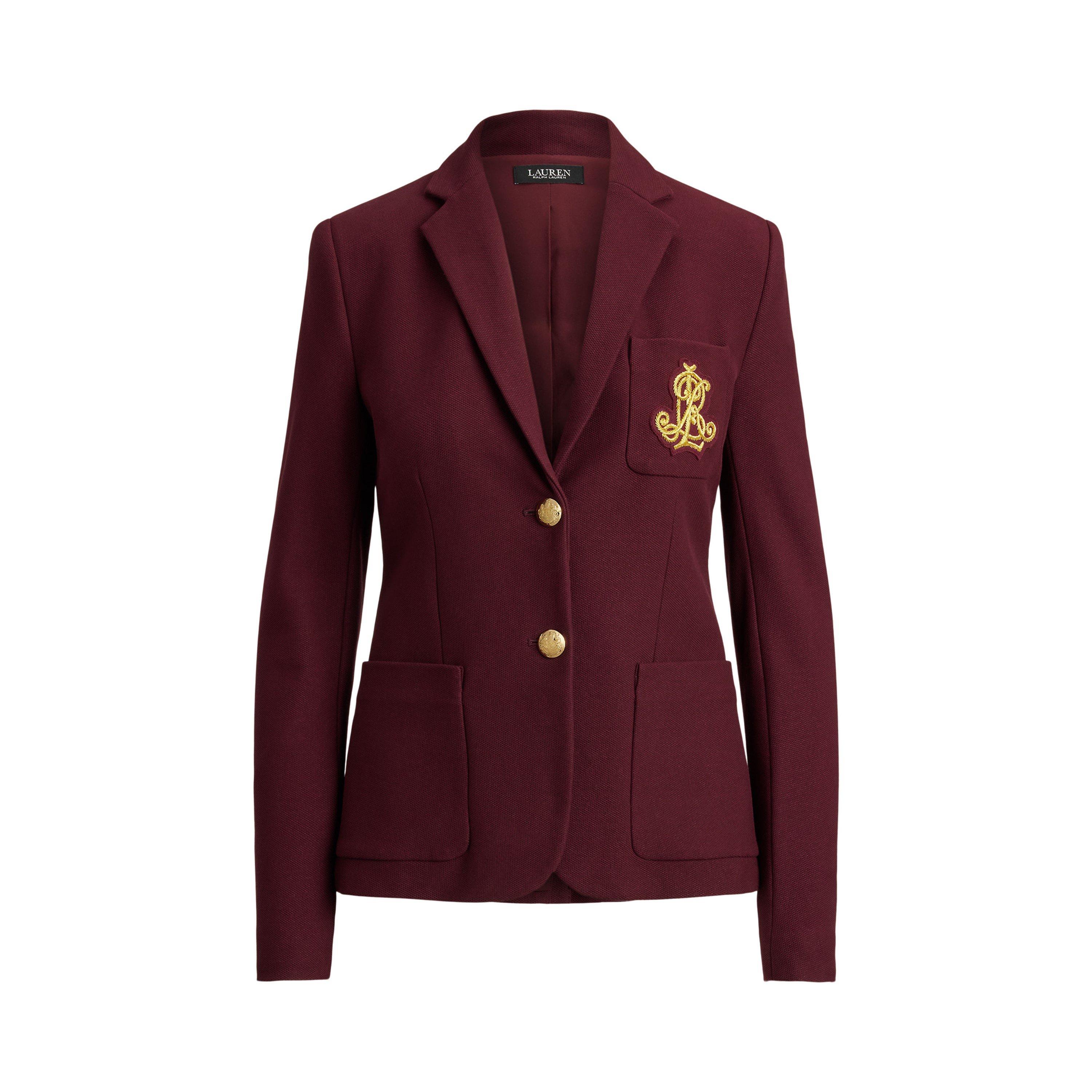 Lauren by Ralph Lauren Women's Anfisa Cotton Long Sleeve Monogram Blazer