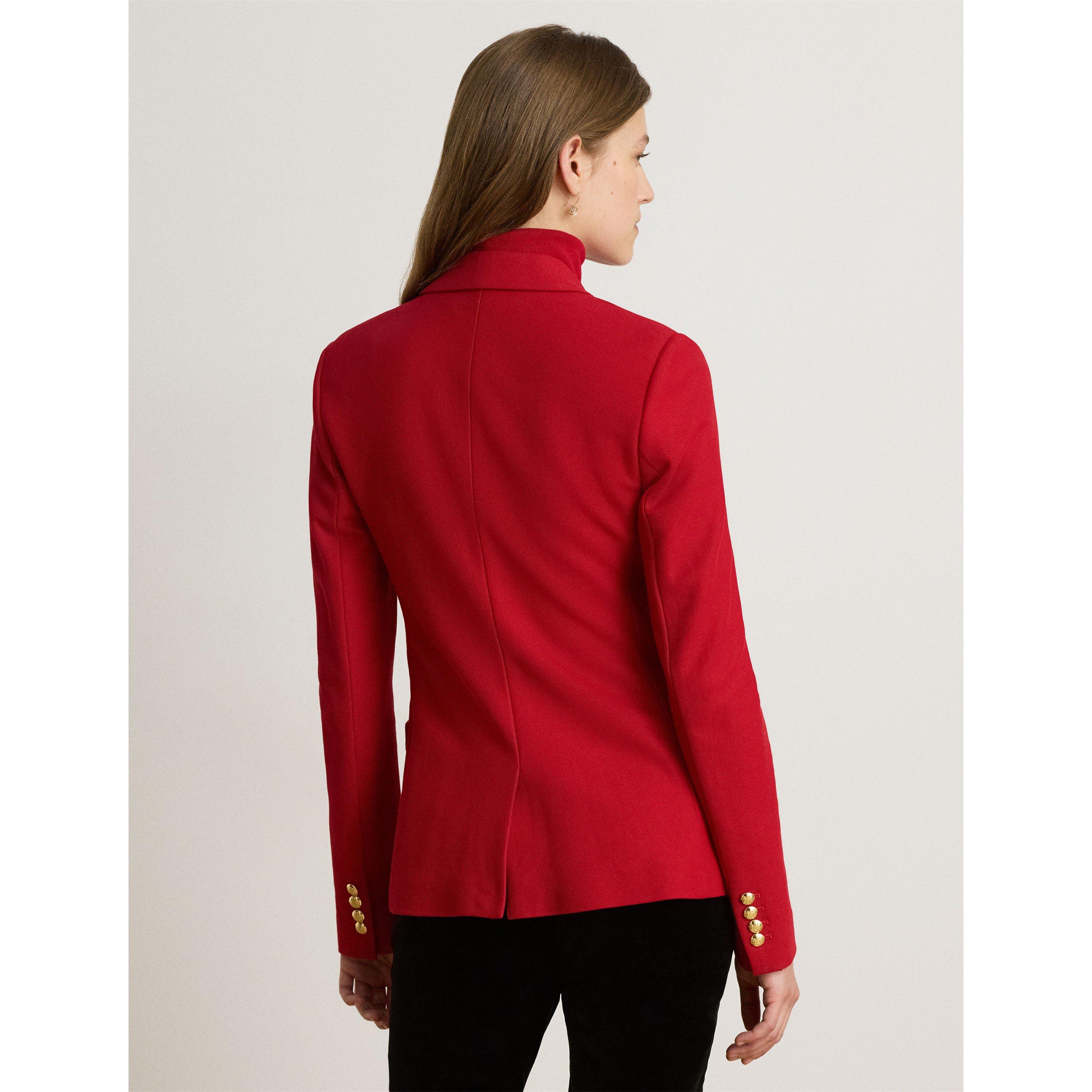 RALPH RED - Lauren by Ralph Lauren - Womens Anfisa Cotton Long Sleeve Monogram Blazer - 3