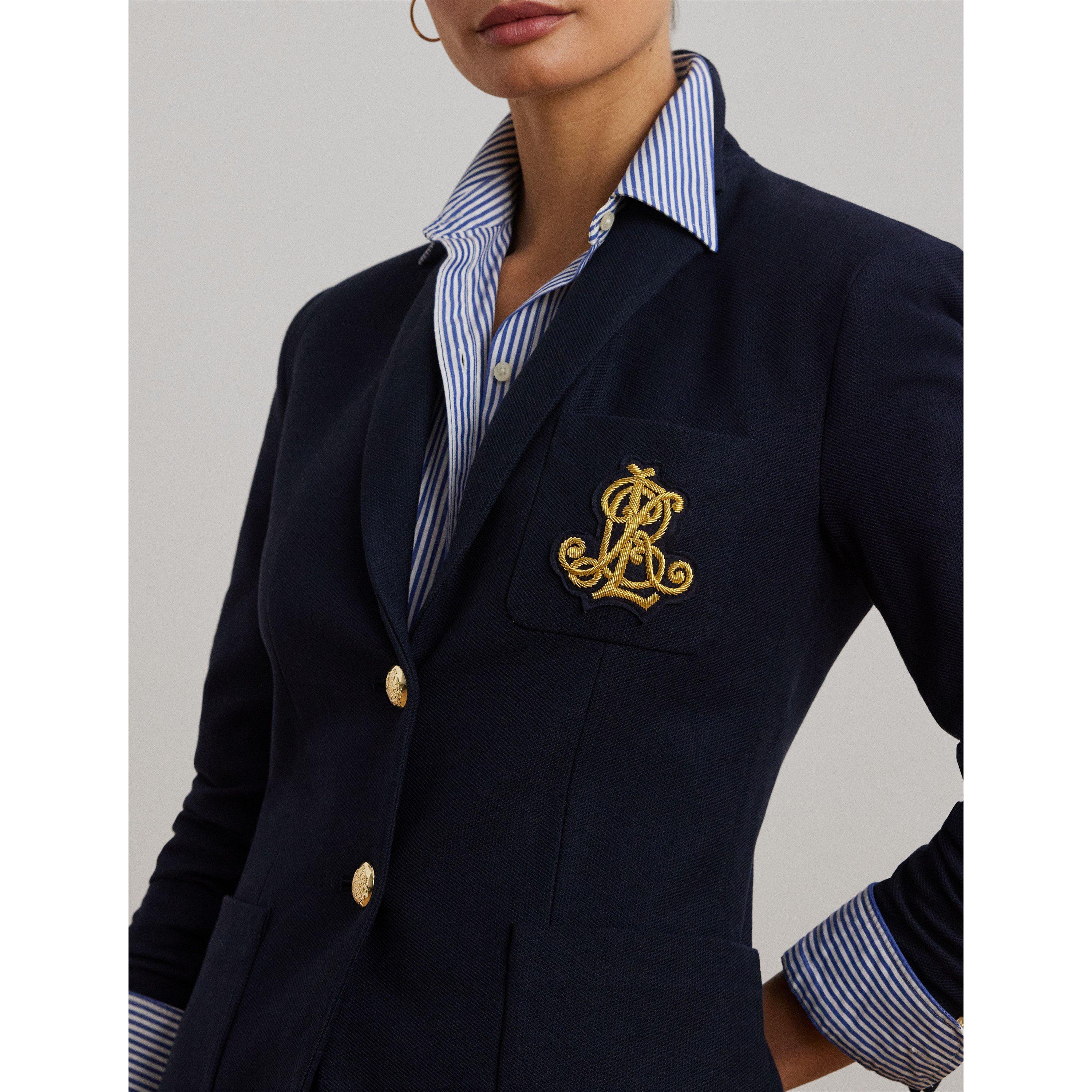 Lauren Navy - Lauren by Ralph Lauren - Women's Anfisa Cotton Long Sleeve Monogram Blazer - 5