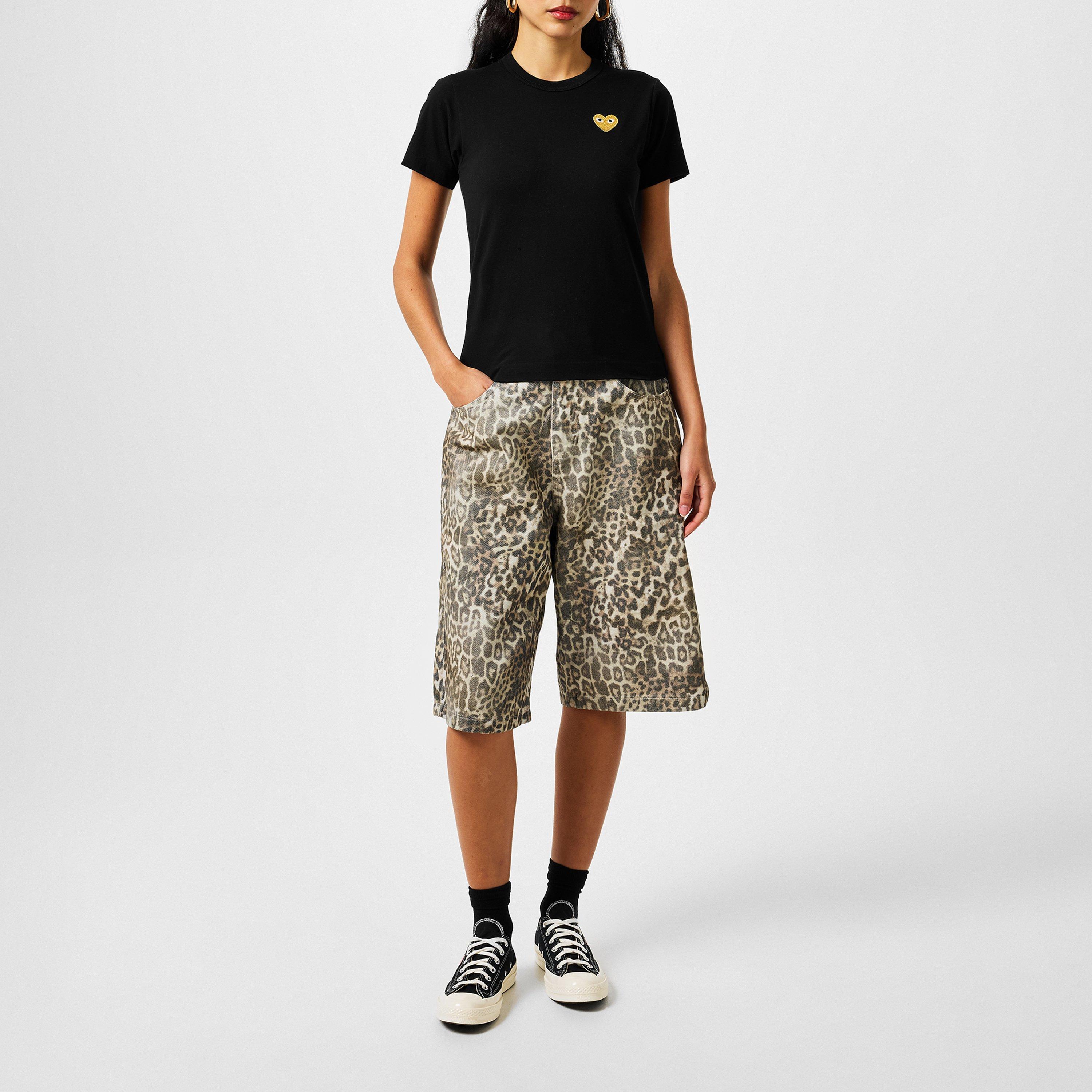 Black/Gold 1 - Comme des Garcons PLAY - Gold Heart T-Shirt - 4