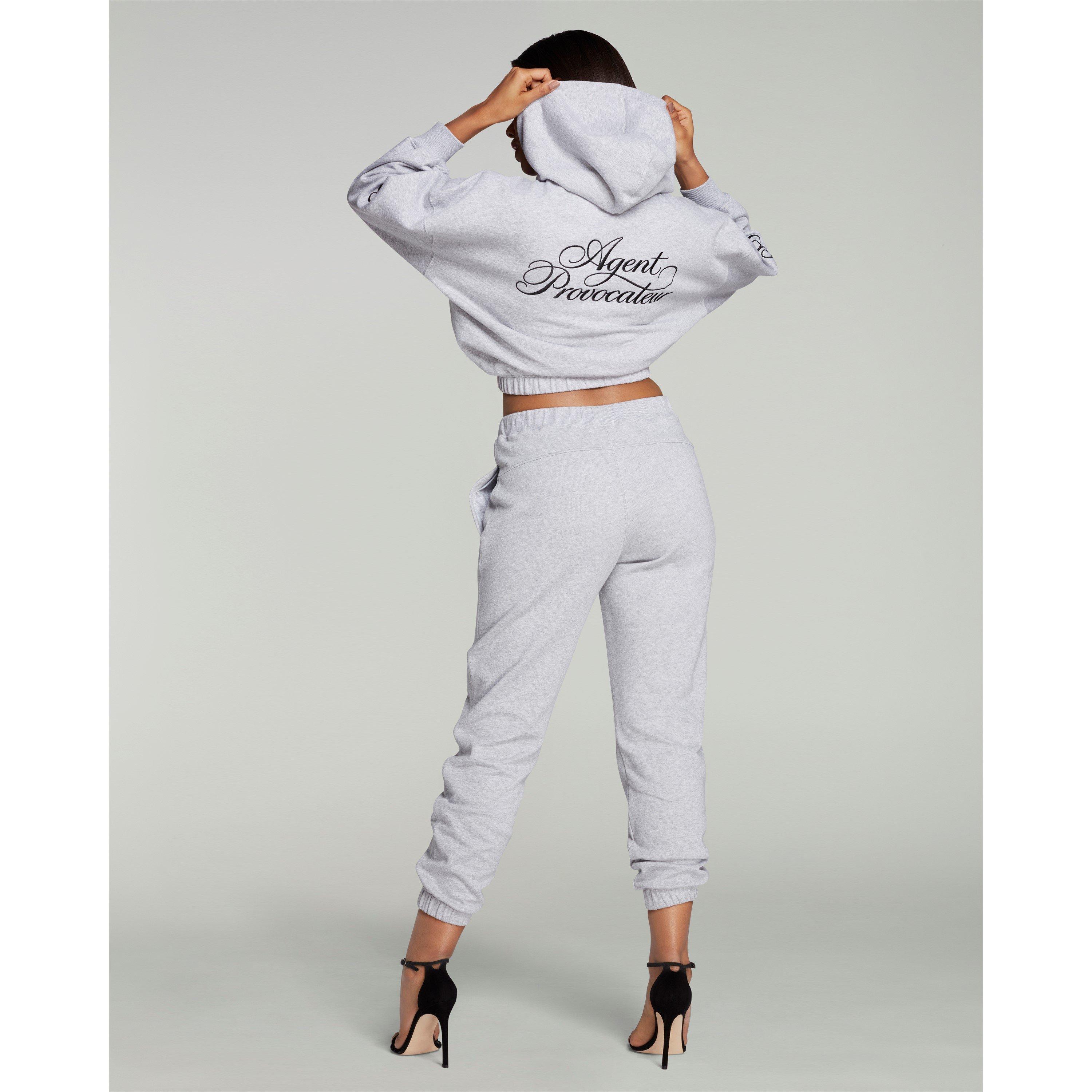 Grey Marl - Agent Provocateur - Women's Ruched Cropped Hoodie - 2