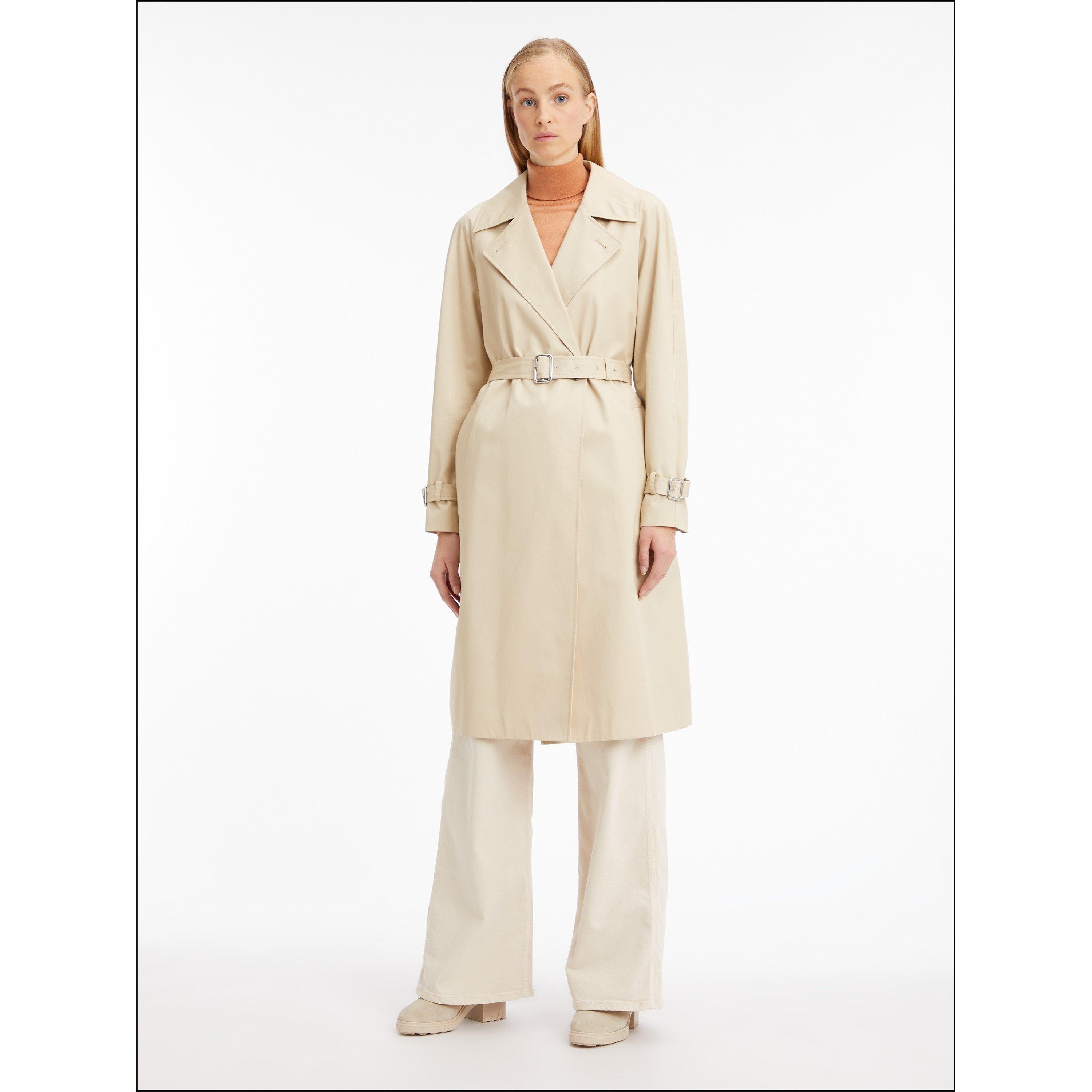 White Clay - Calvin Klein - Women's Essential  Lifestyle Cotton Long Sleeve Trench Coat - 2