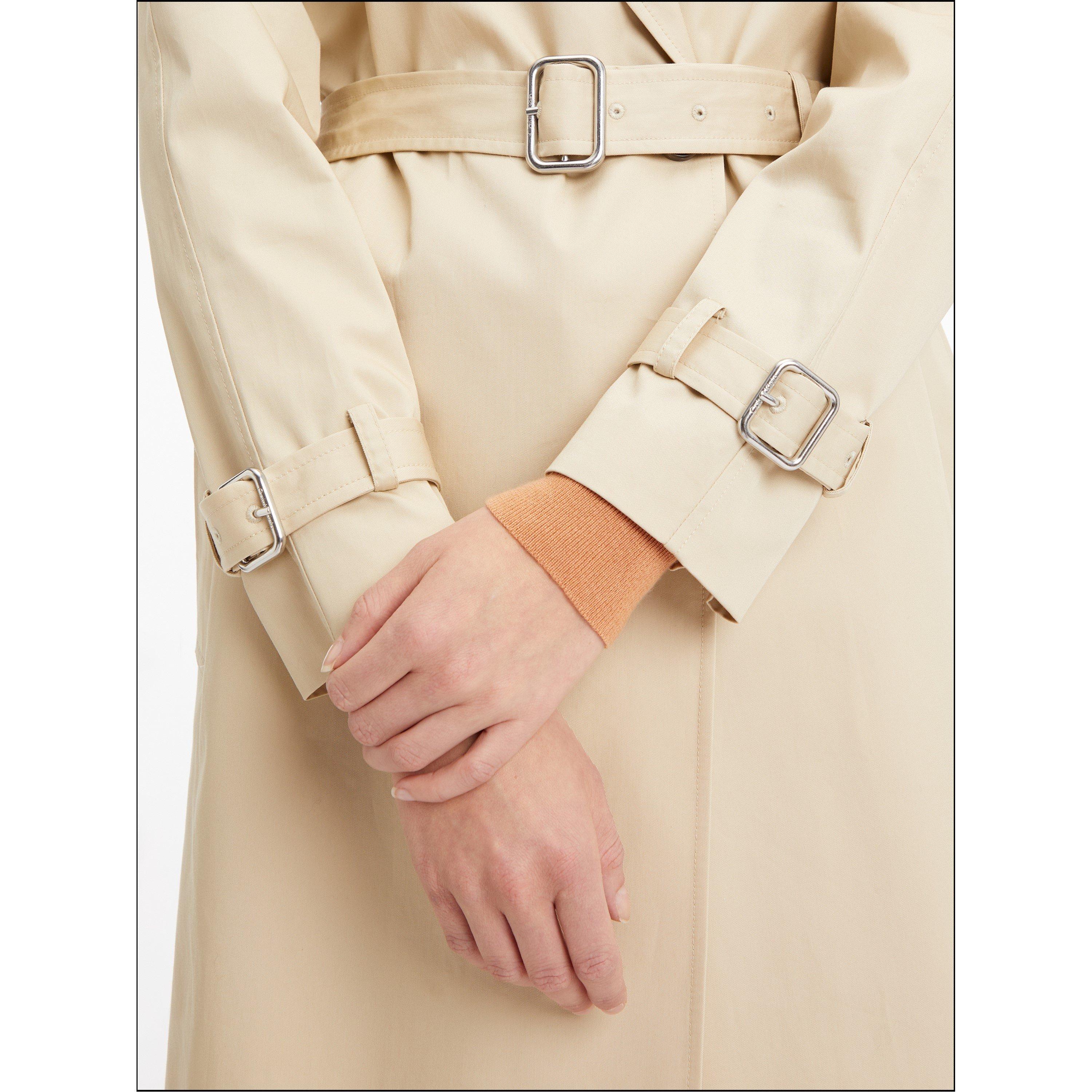 White Clay - Calvin Klein - Women's Essential  Lifestyle Cotton Long Sleeve Trench Coat - 4