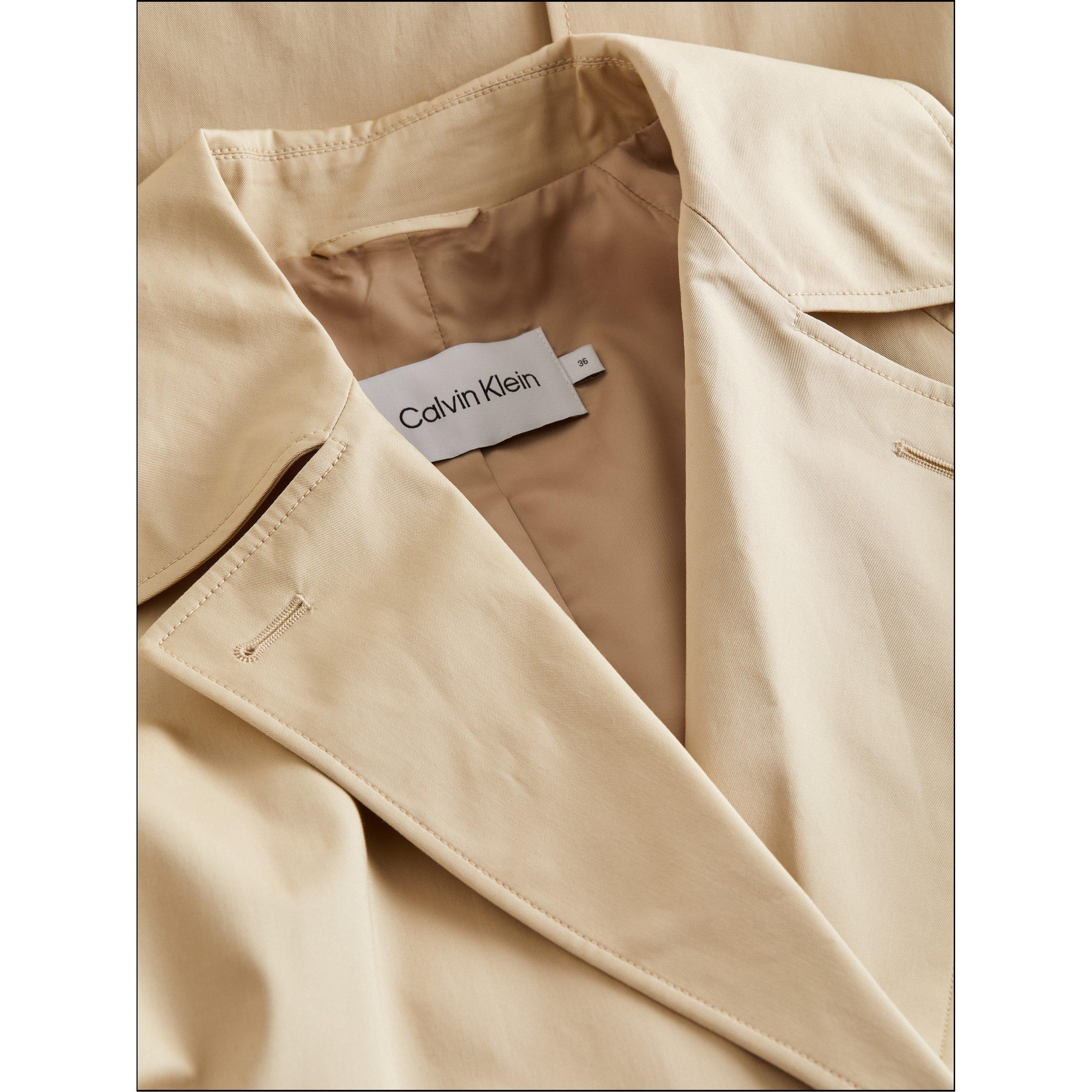 White Clay - Calvin Klein - Women's Essential  Lifestyle Cotton Long Sleeve Trench Coat - 5