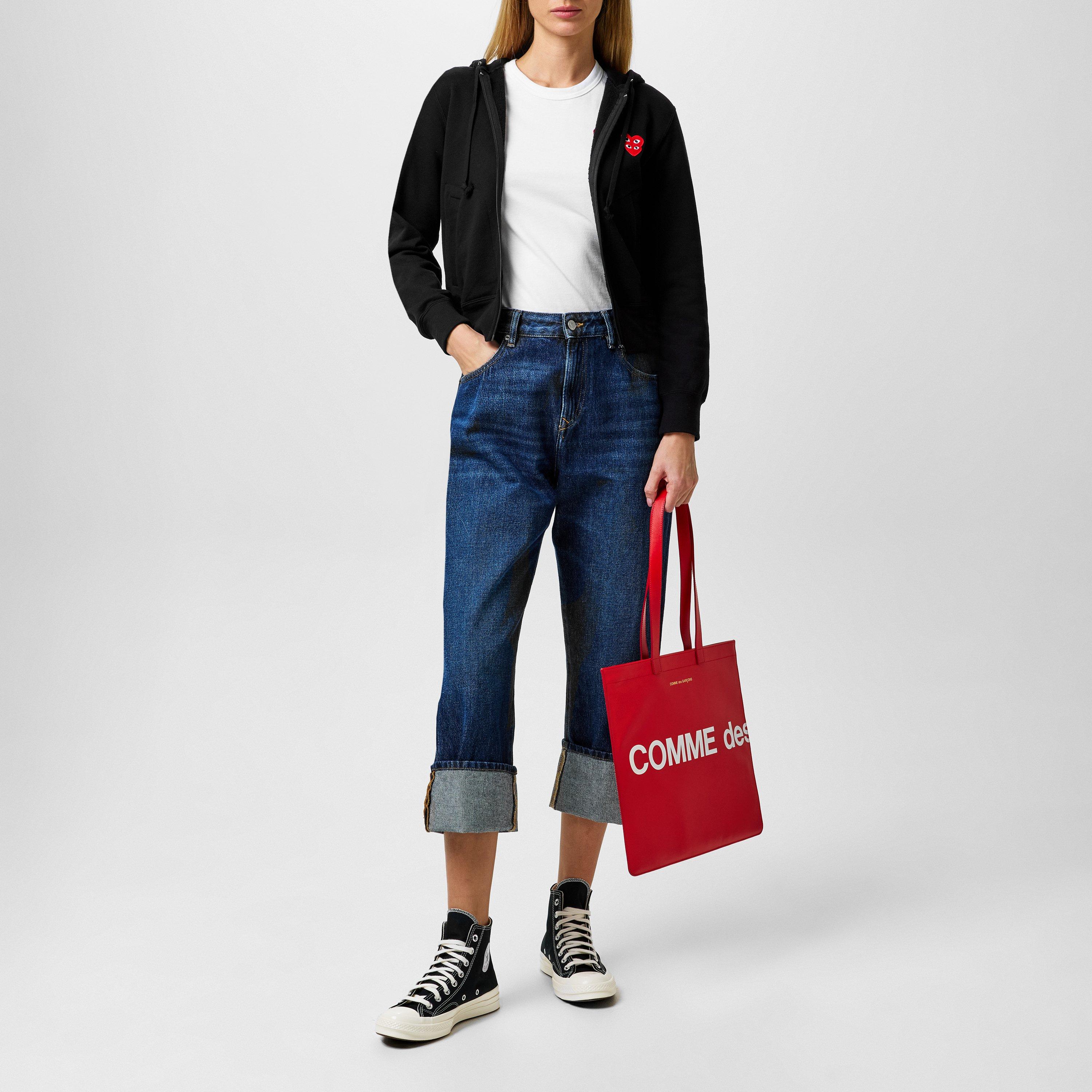 Black/Red - Comme des Garcons PLAY - Double Heart Hoodie - 4